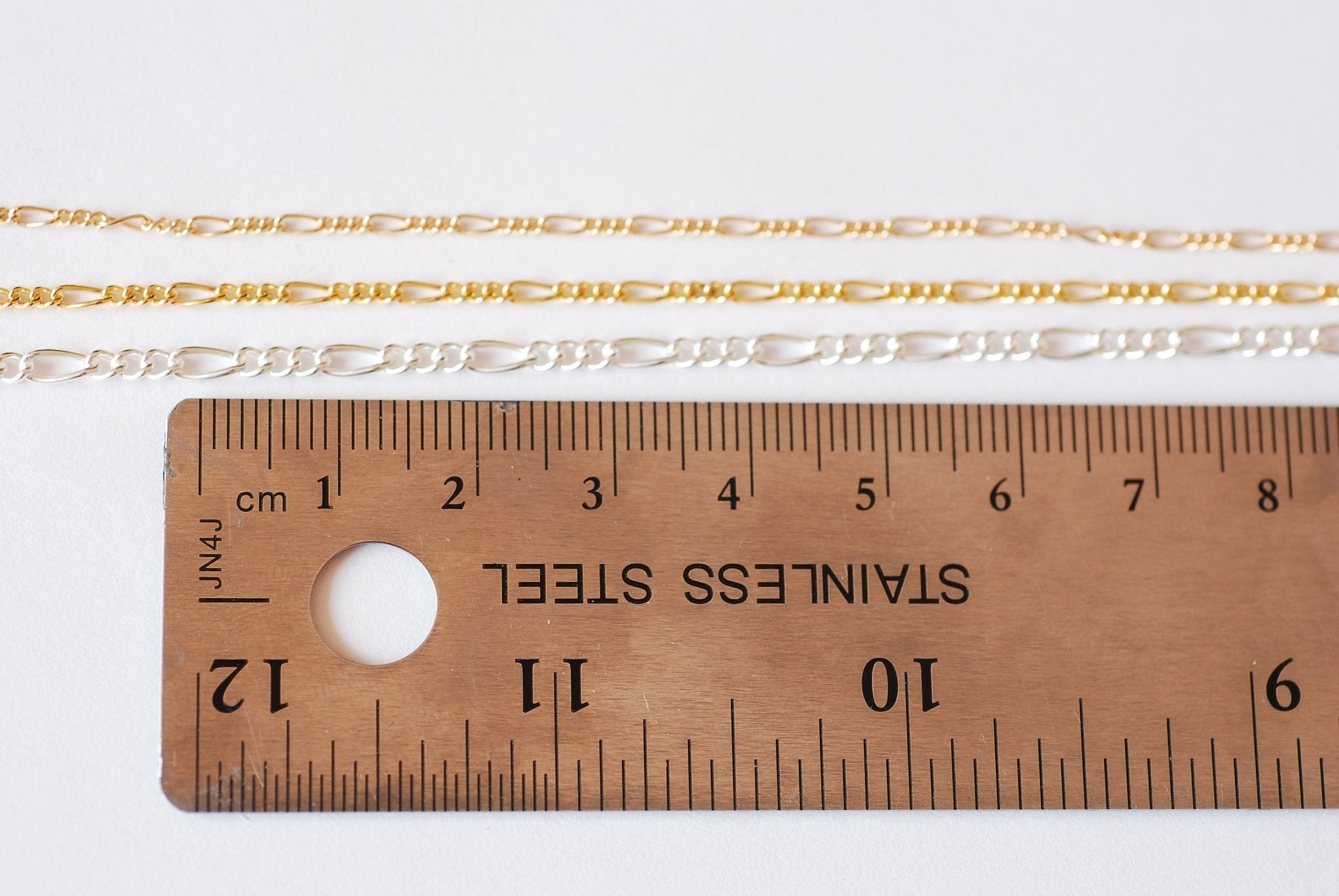 14k Gold Filled 1.5 or 2mm Width Figaro Chain - Chain by foot Unfinished Chain Bulk Wholesale 3 + 1 Links Figaro Sterling Silver 14GF - HarperCrown