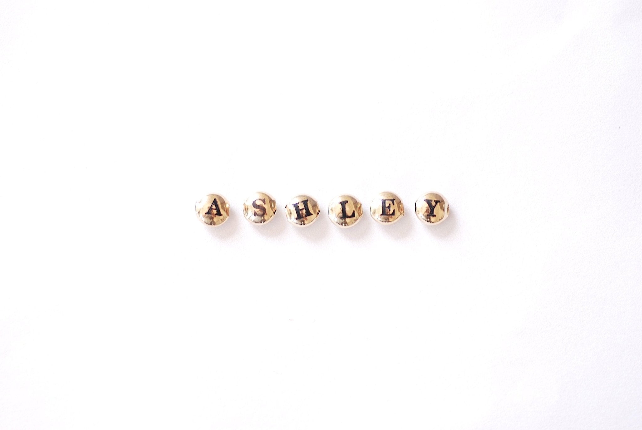 14k Gold Filled Alphabet Letter Initial Beads - 7mm Yellow Gold Filled Personalized Word Name Necklace Bracelet Seamless Oval beads - HarperCrown