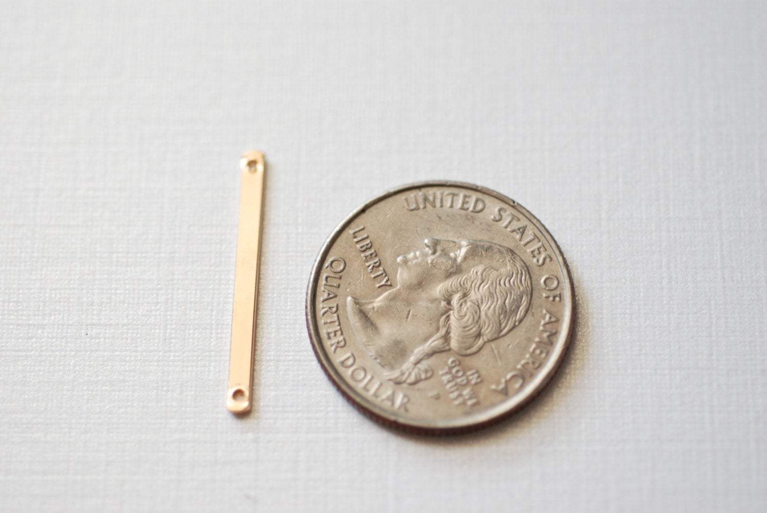 14k Gold Filled Bar Connector, Link Blank Charm Pendant, Connector 2 Holes Gold Filled Skinny Bar Beads, 2 pcs 14k GF bar drop - HarperCrown