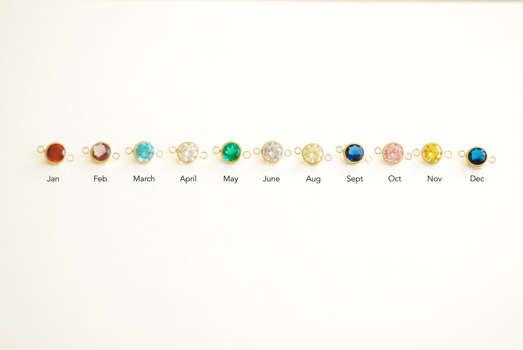 14k Gold Filled Birthstone CZ Connector Charm - 14kgf cubic zirconia bezel frame spacer link jewelry finding, 4mm 6mm 7.5mm, birthstone - HarperCrown