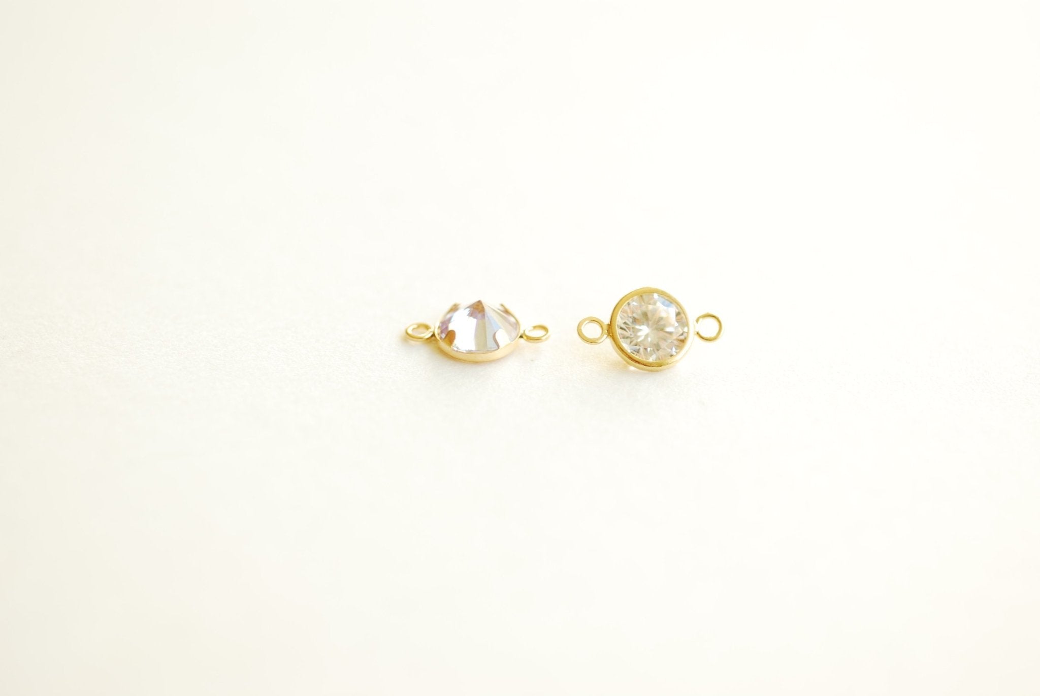 14k Gold Filled Birthstone CZ Connector Charm - 14kgf cubic zirconia bezel frame spacer link jewelry finding, 4mm 6mm 7.5mm, birthstone - HarperCrown