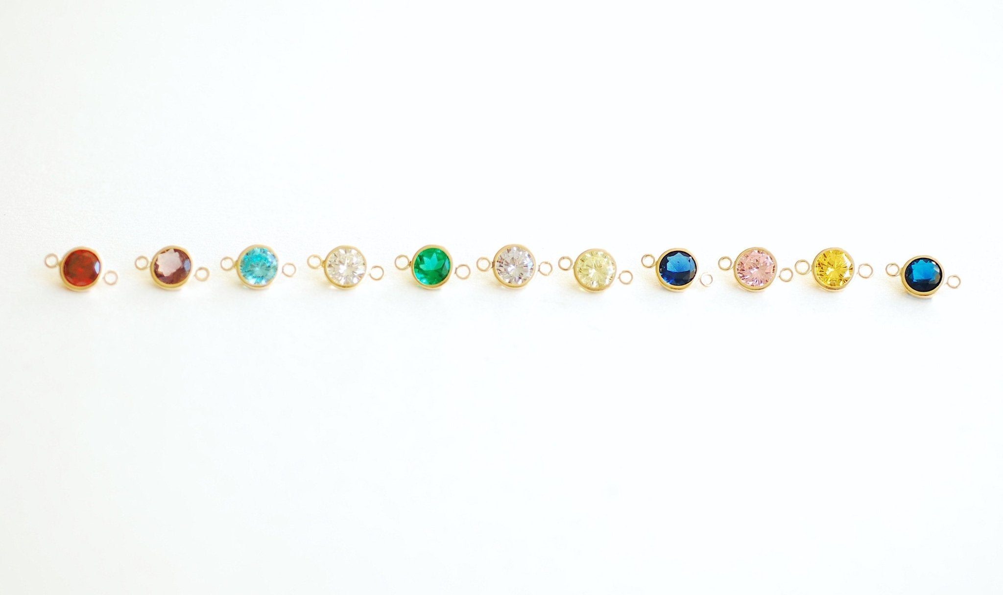 14k Gold Filled Birthstone CZ Connector Charm - 14kgf cubic zirconia bezel frame spacer link jewelry finding, 4mm 6mm 7.5mm, birthstone - HarperCrown