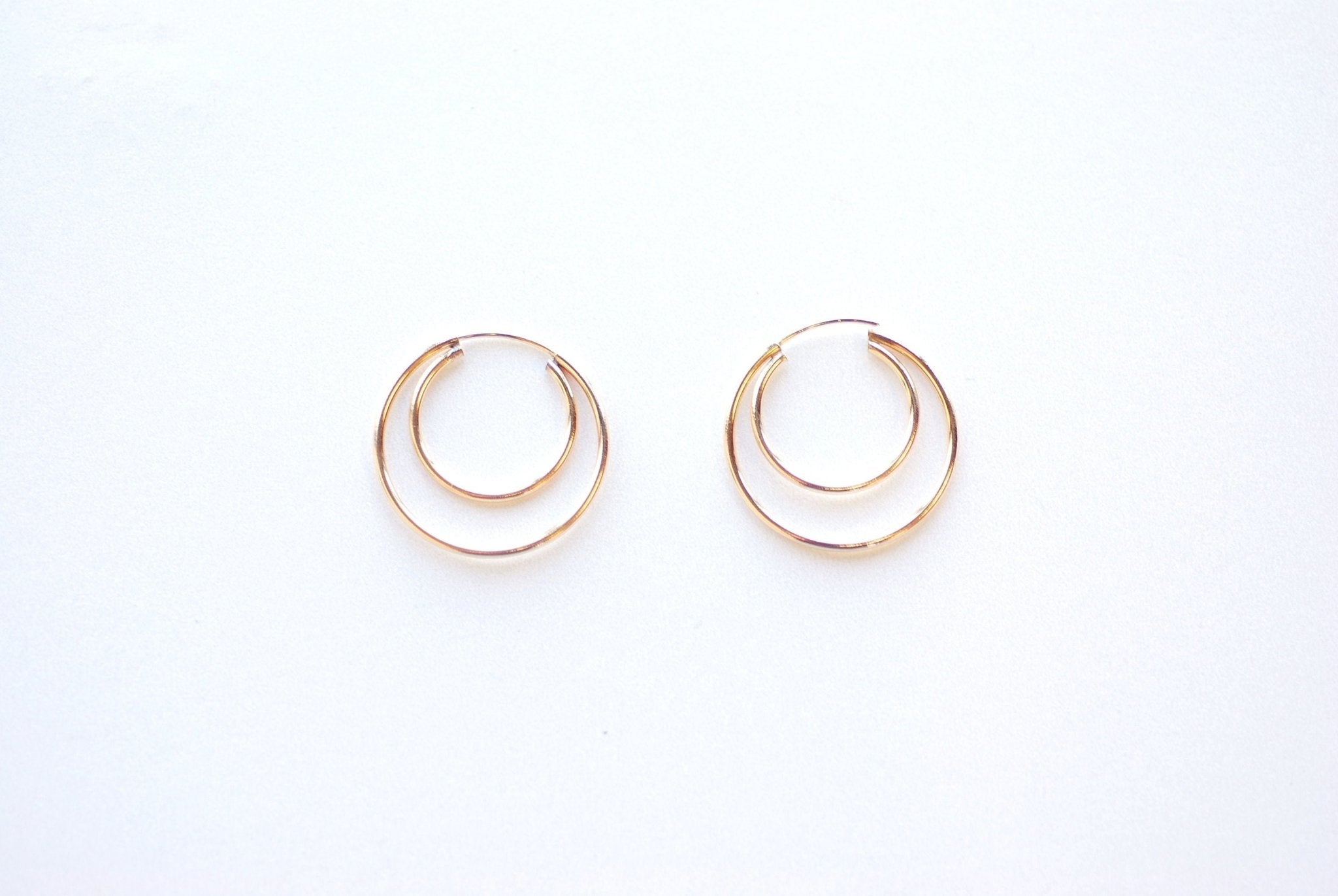 Wholesale 14k Gold Filled Double Hoop Earrings, 24mm Hoop Earrings, Thin Minimalist Circle Earrings, Large Medium Hoop Earrings, Gold Hoop Earrings