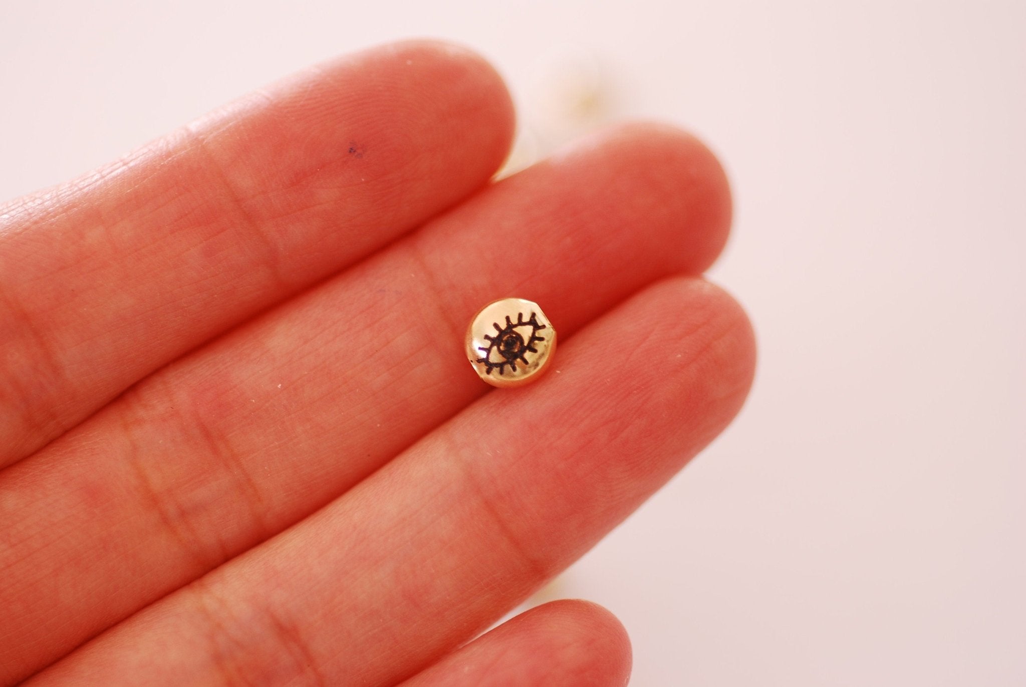 14k Gold Filled Evil Eye Spacer Beads for thread wire chain Gold Eye Charm Bead Evil Wholesale Gold Filled Beads for Jewelry Making - HarperCrown