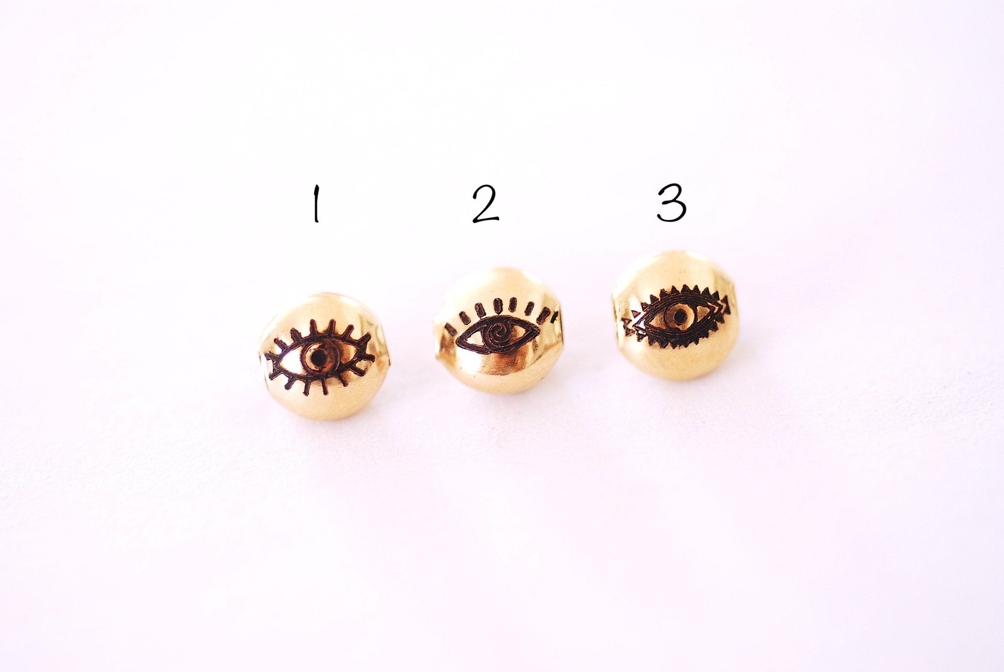 14k Gold Filled Evil Eye Spacer Beads for thread wire chain Gold Eye Charm Bead Evil Wholesale Gold Filled Beads for Jewelry Making - HarperCrown