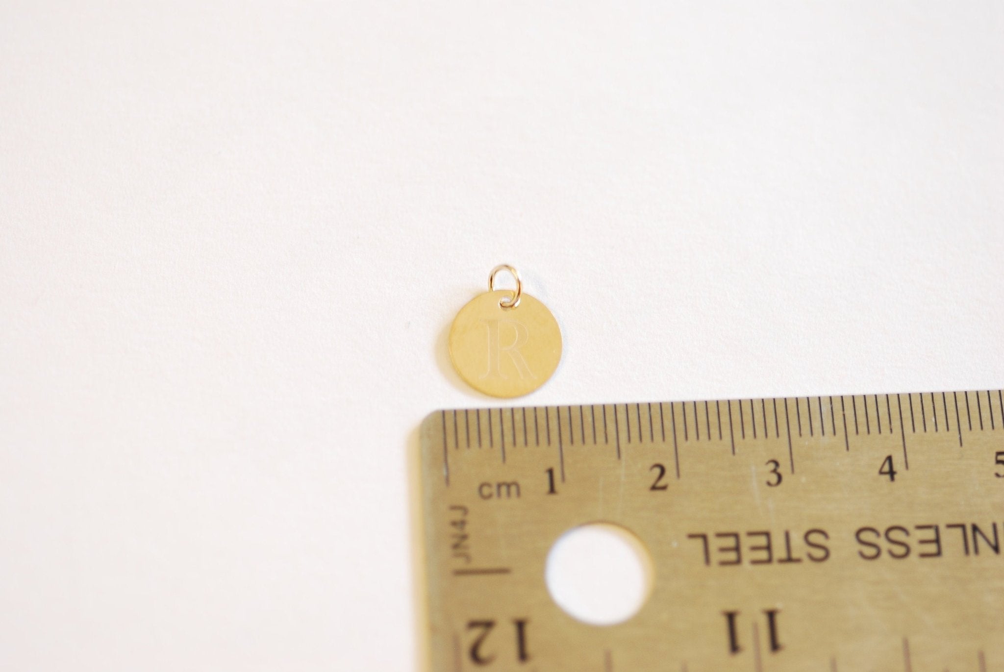 14k Gold Filled Letter Disc Charm Add on - Permanent Jewelry Component 14/20kt Disc Charm Alphabet Letter Initial Charm Circle Wholesale - HarperCrown