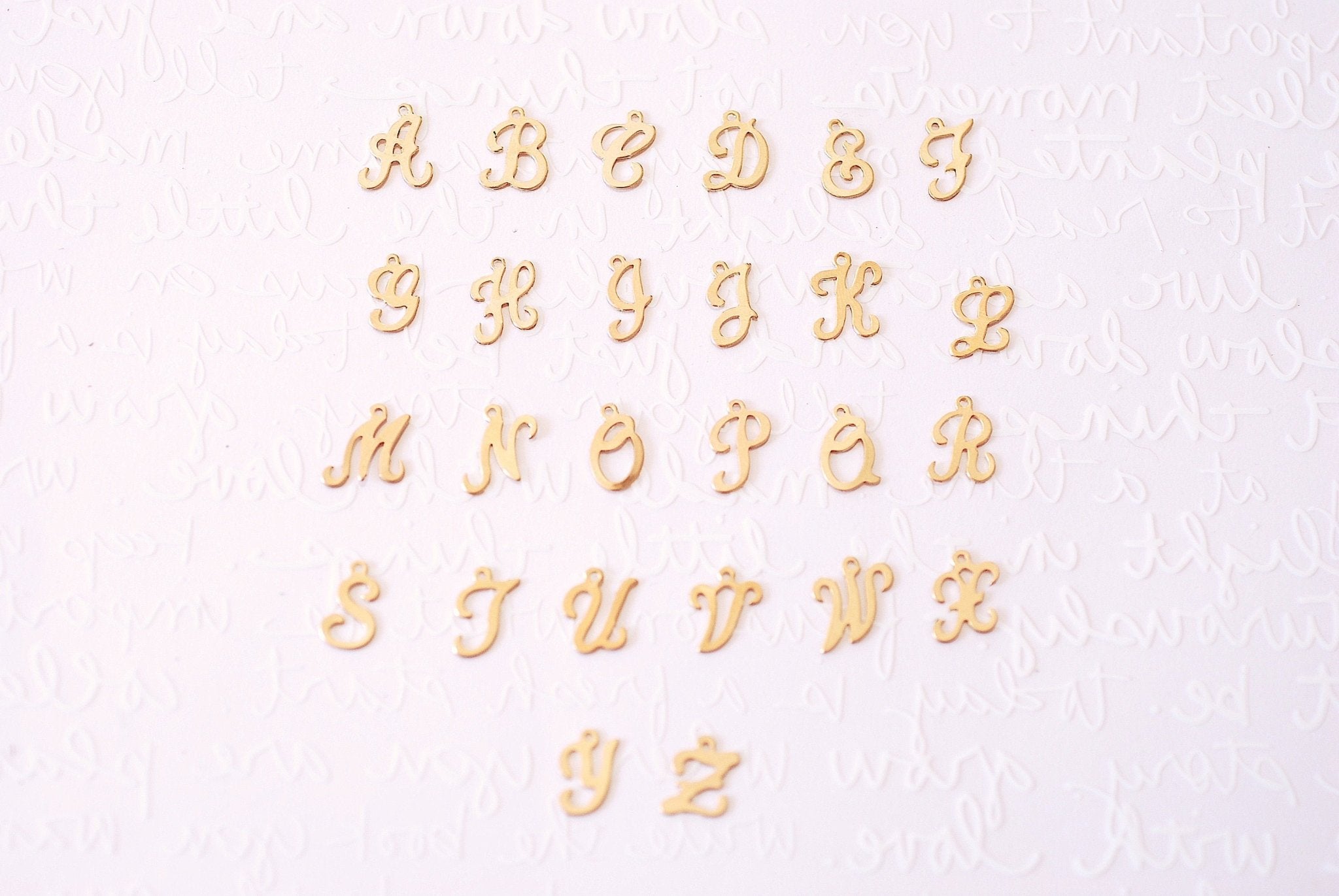 14k Gold Filled or Sterling Silver Cursive Letter Script Letter Alphabet Charm Full Alphabet Add On Charm Wholesale Bulk Jewelry Findings
