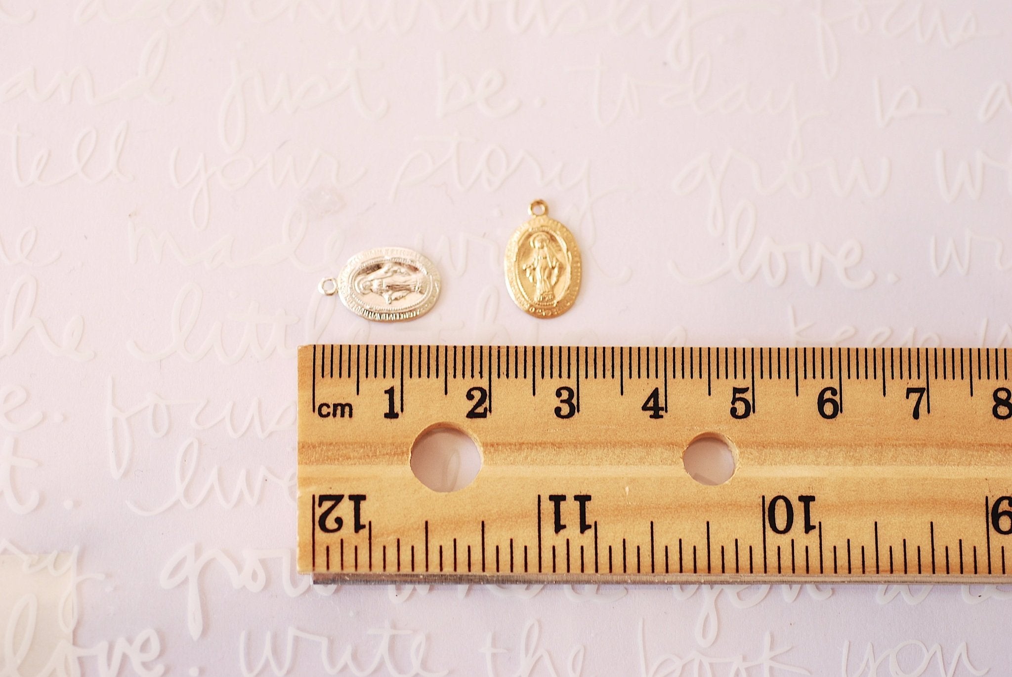 Small Oval Virgin Mary Charm, Wholesale, 14/20 Gold-Filled or 925 Sterling Silver, 13mm x 9mm, Christina Catholic Religious Our Lady of Guadalupe