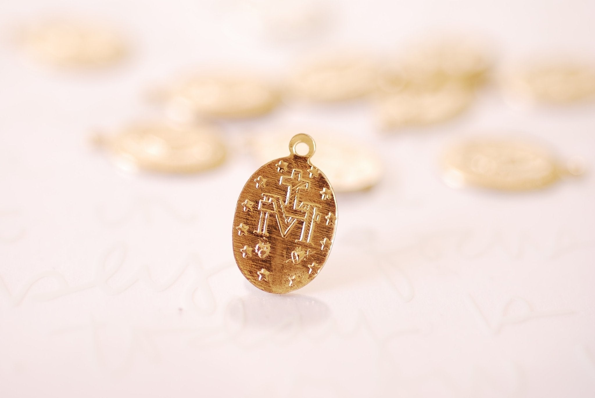 Small Oval Virgin Mary Charm, Wholesale, 14/20 Gold-Filled or 925 Sterling Silver, 13mm x 9mm, Christina Catholic Religious Our Lady of Guadalupe