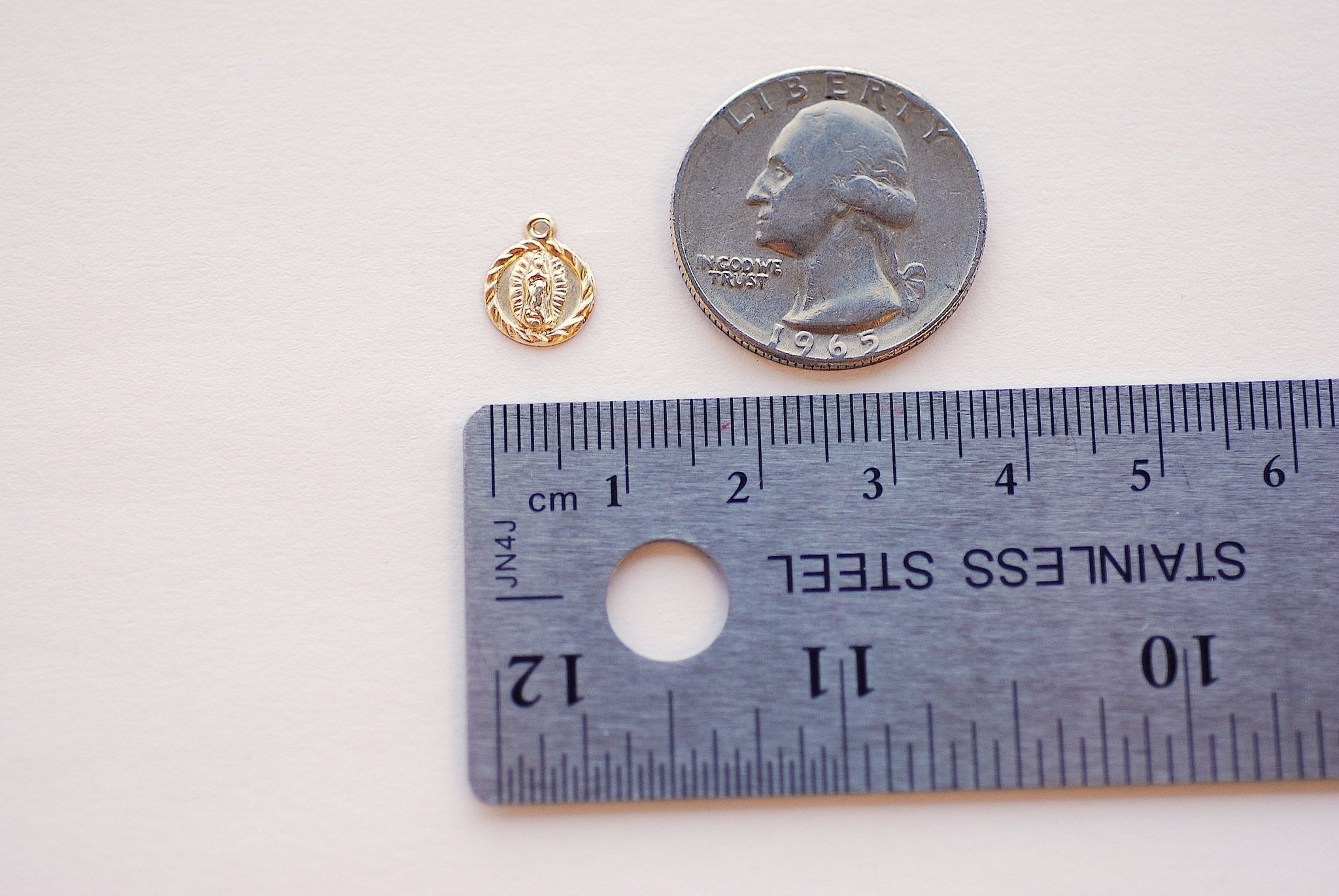 Lady of Guadalupe Charm, Wholesale, 14K Gold-Filled or 925 Sterling Silver, Virgin Mary Circle Religious Catholic Jesus Rosary