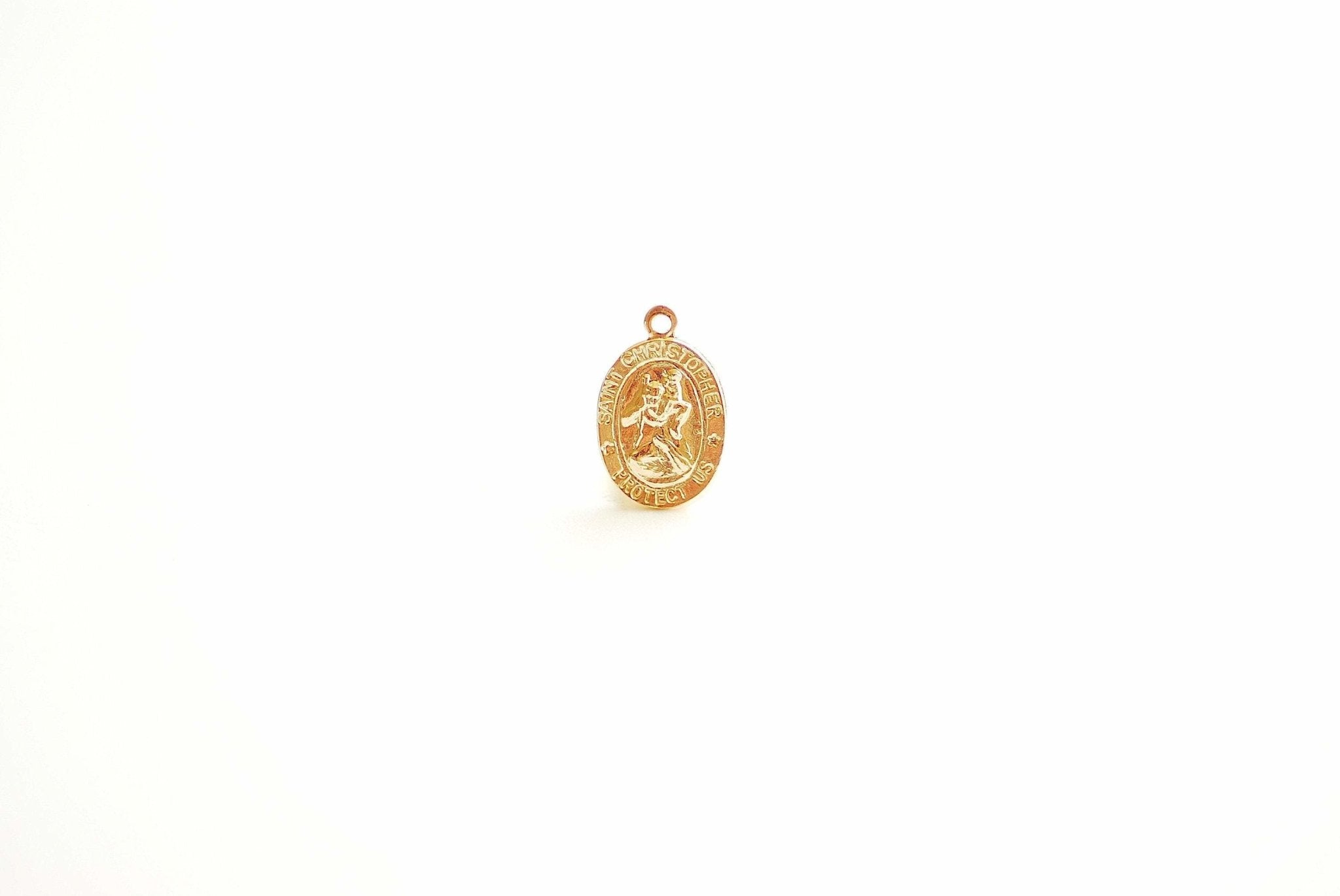Saint Christopher Charm, Wholesale, 14/20 Gold-Filled or 925 Sterling Silver, 12mm x 9mm, Catholic Medallion Coin Patron Saint