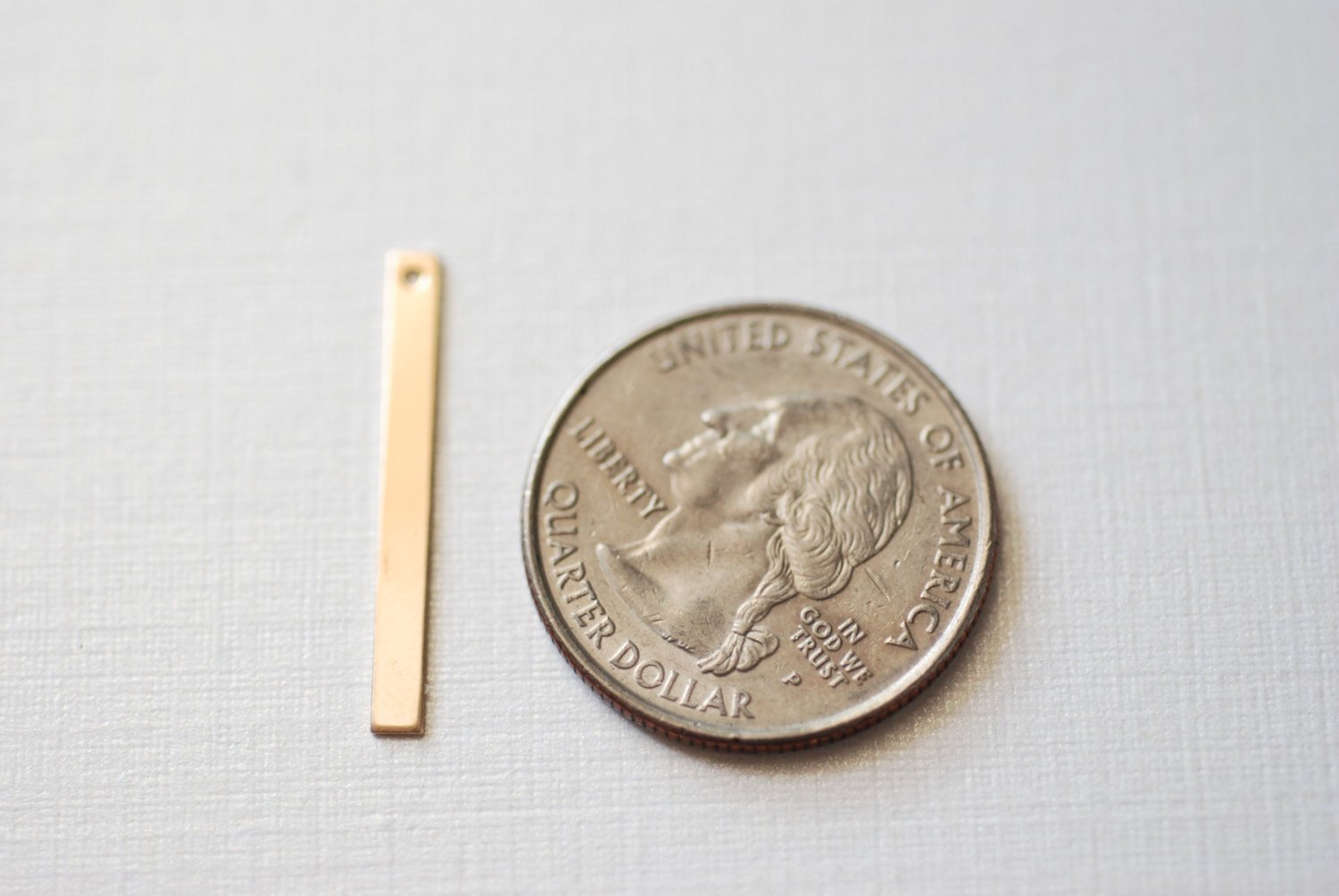 Blank Bar Charm, 14/20 Gold-Filled, 25mm x 2.5mm, Bar Drop Dangle Charm One Hole