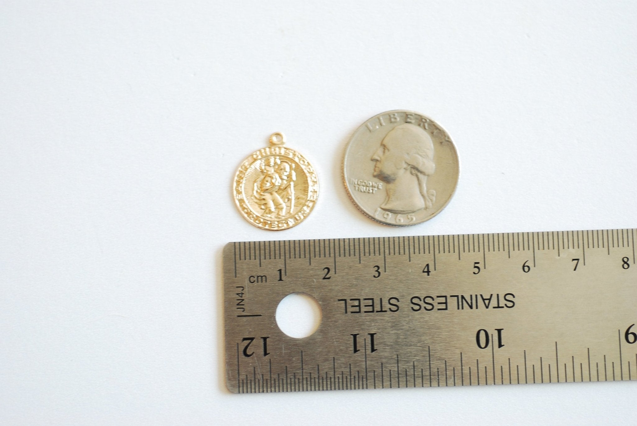 Saint Christopher Pendant, Wholesale, 14/20 Gold-Filled or 925 Sterling Silver, Round Religious Catholic