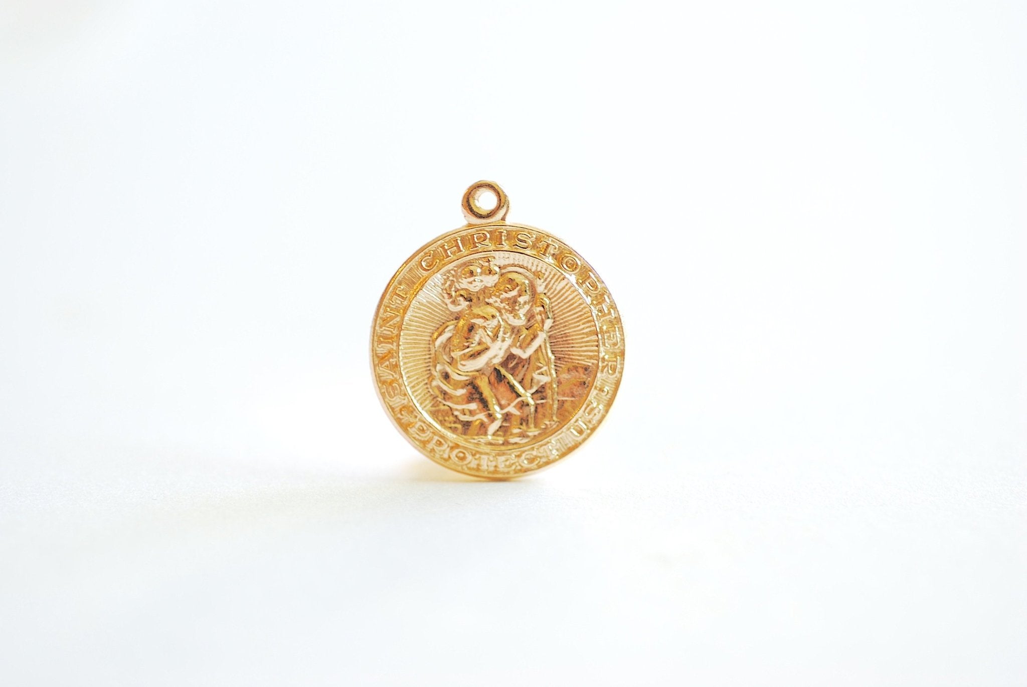 Saint Christopher Pendant, Wholesale, 14/20 Gold-Filled or 925 Sterling Silver, Round Religious Catholic