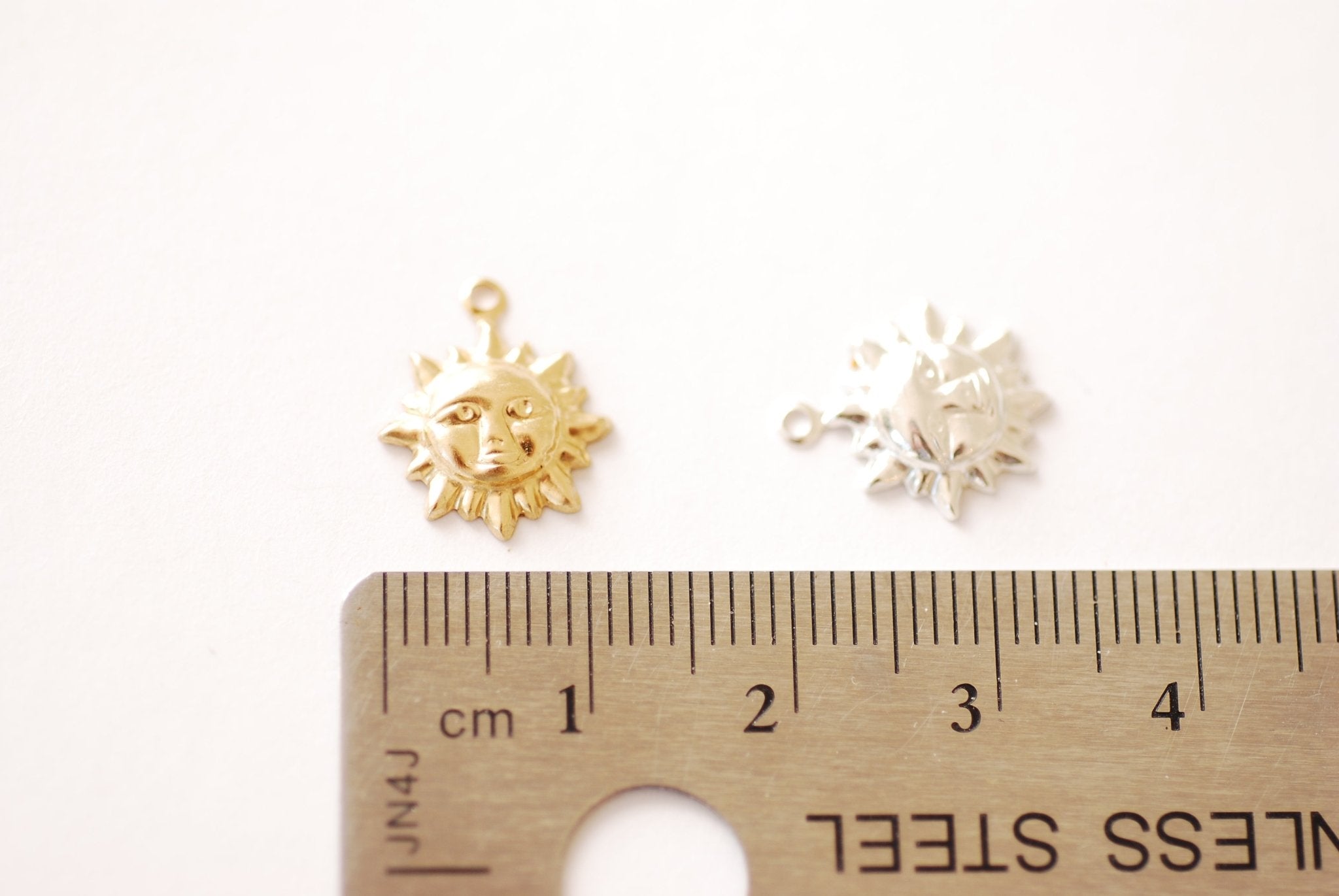 14k Gold Filled Sun Face Charm l Permanent Jewelry Gold Filled or Sterling Silver Sun Face Charm Wholesale Bulk Gold Filled Charms - HarperCrown