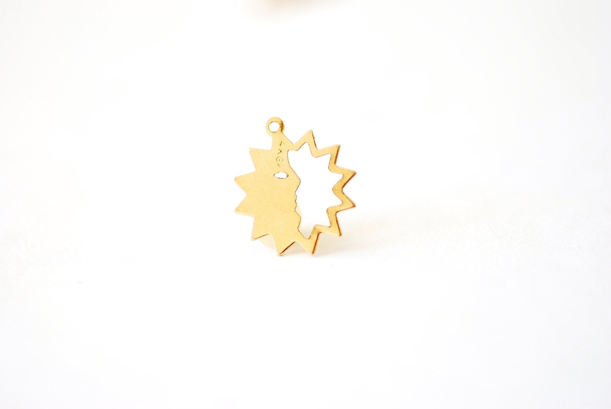Sun Face Charm, Wholesale, 14/20 Gold-Filled, 14mm, Sun Rays Celestial Sky