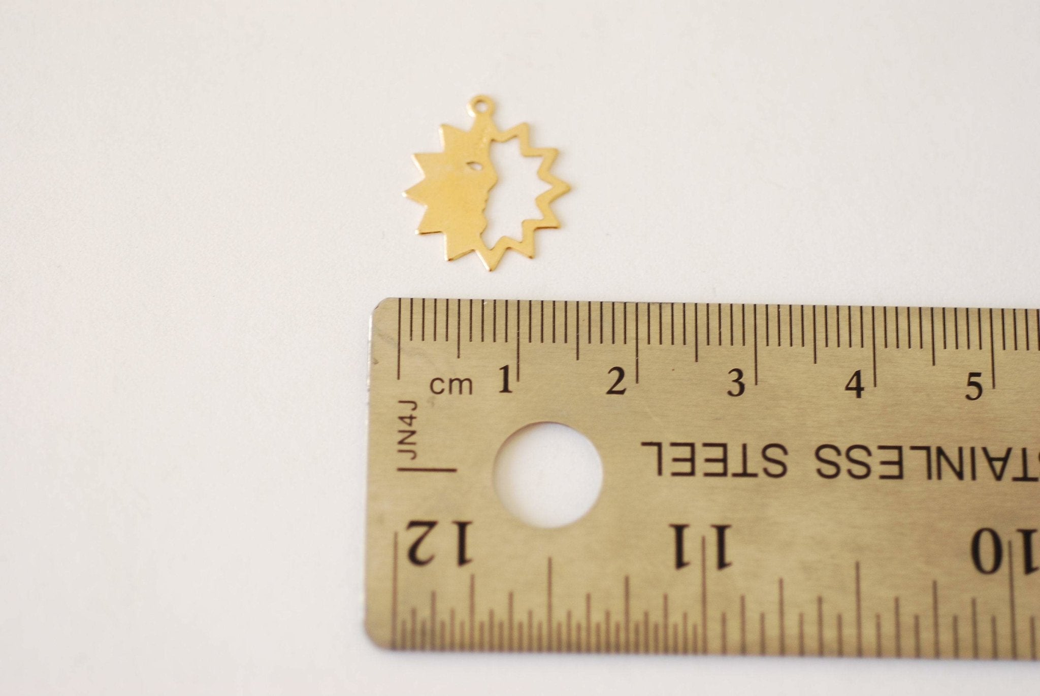 Sun Face Charm, Wholesale, 14/20 Gold-Filled, 14mm, Sun Rays Celestial Sky
