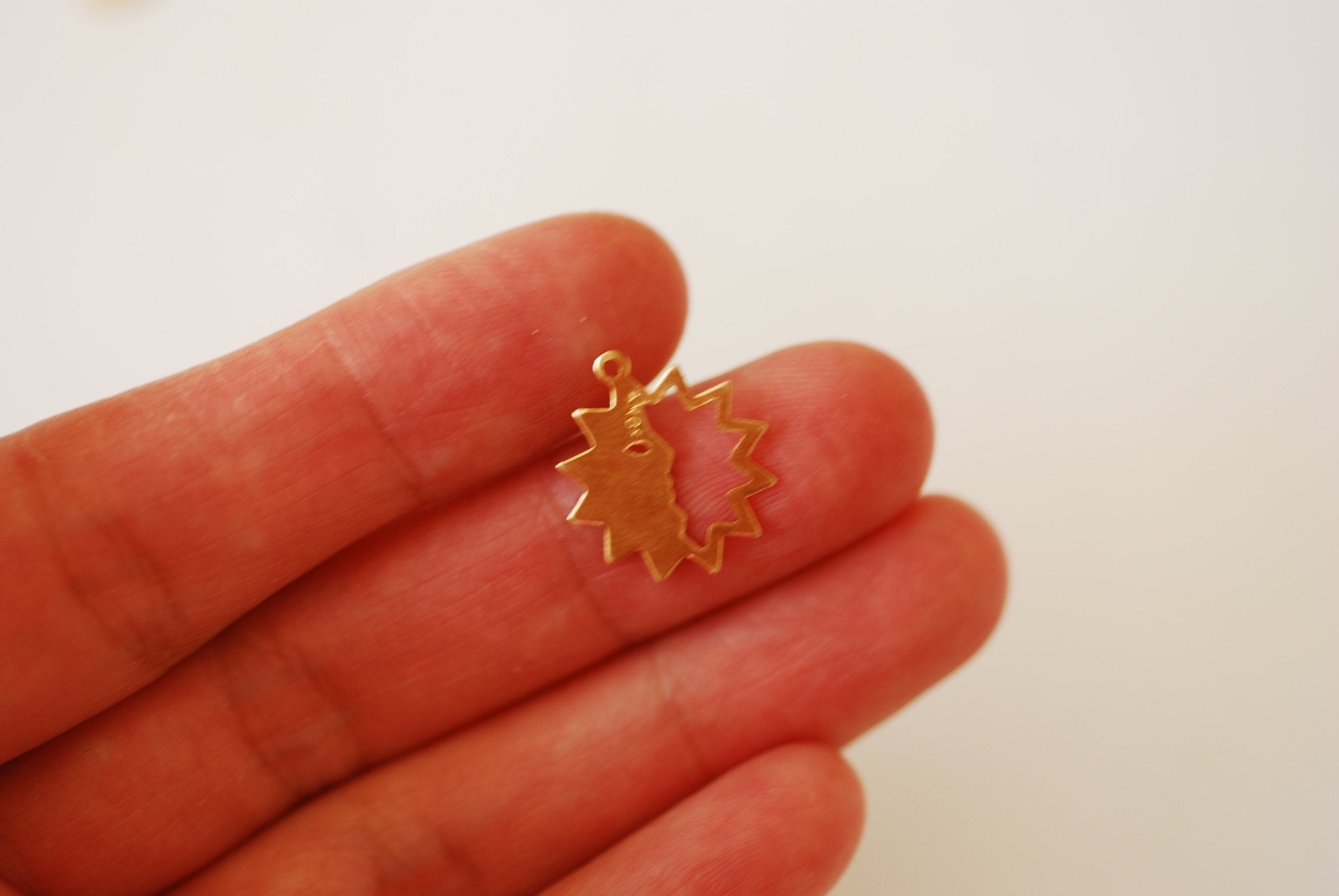 Sun Face Charm, Wholesale, 14/20 Gold-Filled, 14mm, Sun Rays Celestial Sky