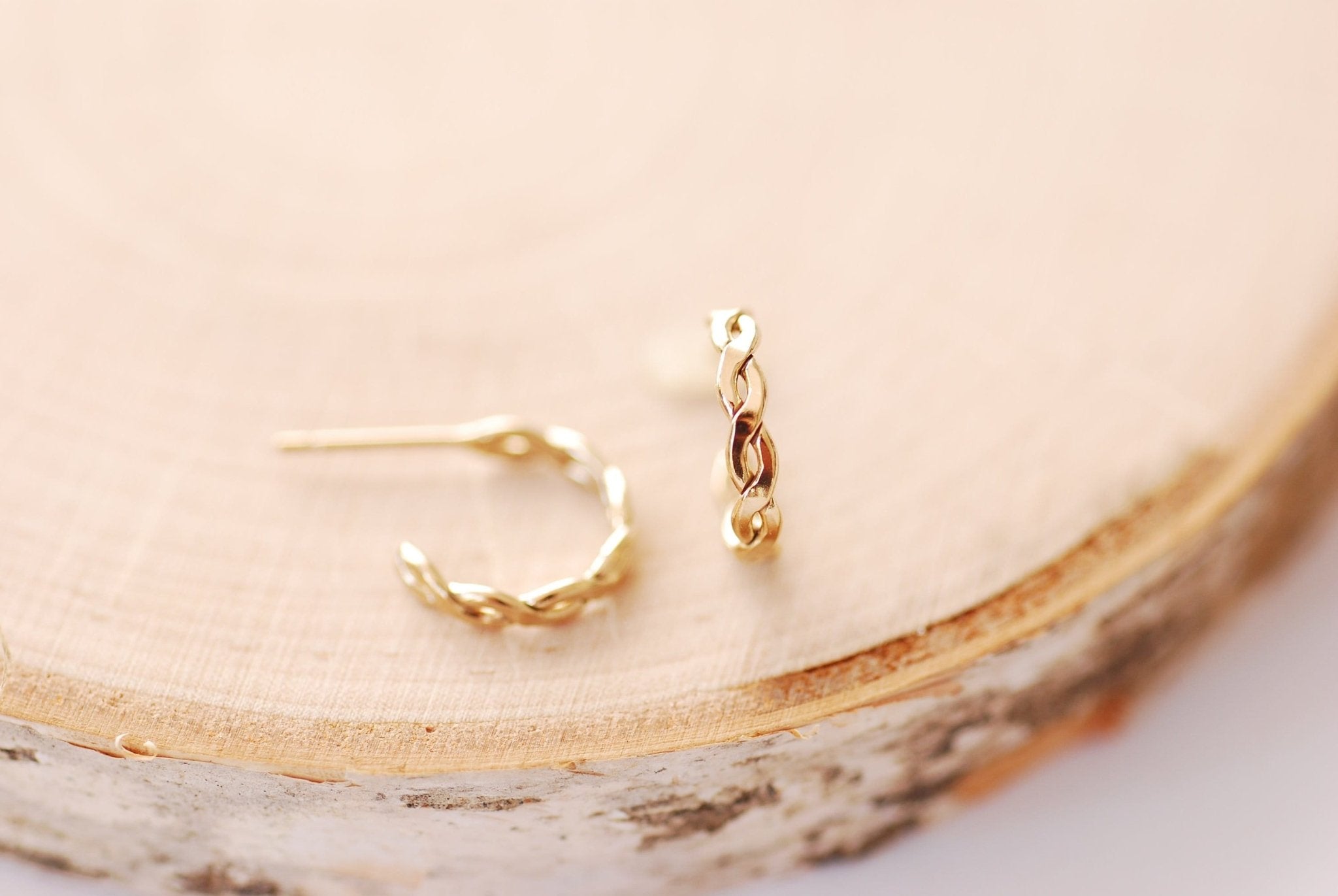 14k Gold Filled Woven Hoop Earrings, Gold Braided Hoop Earrings, Gold Hoop Earrings, Minimalist Gold Hoops, Huggie Hoop Earrings - HarperCrown