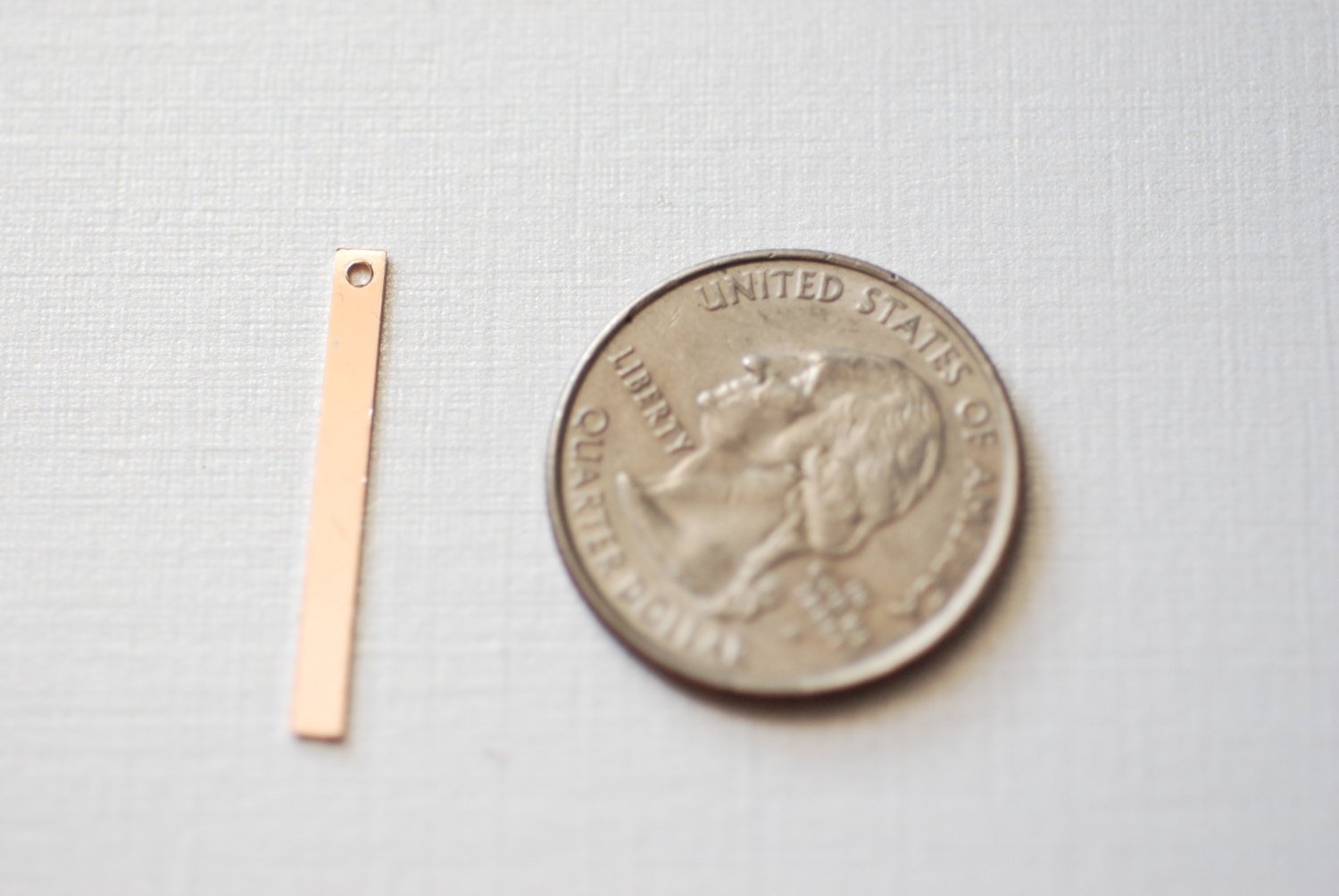 Blank Bar Charm, 14/20 Rose Gold-Filled, 25mm x 2.5mm, Bar Drop Dangle Charm One Hole