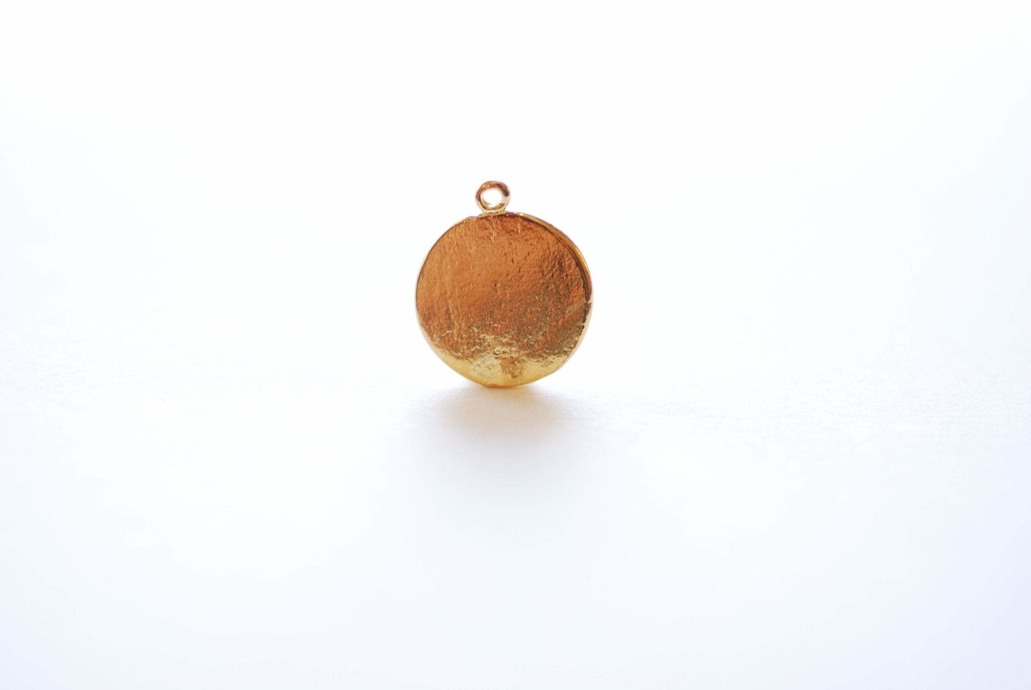 15mm Sun Circle Disc Charm, 18K Gold-Plated over 925 Sterling Silver, Gold Sunshine Charm, Round Disc Charm, Sun Pendant