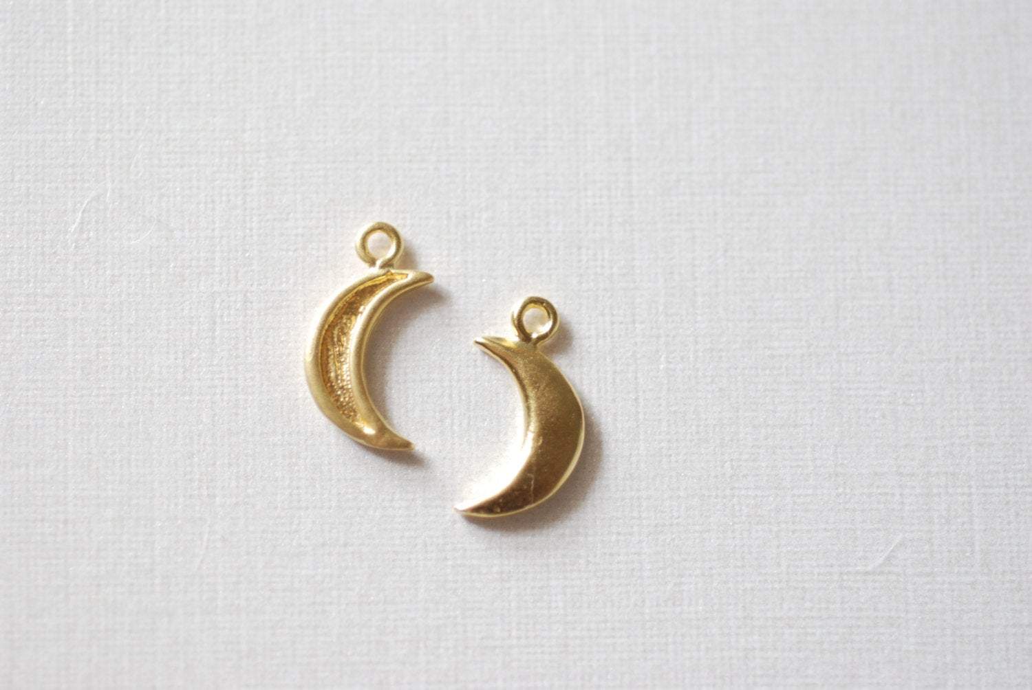 Small Crescent Moon Charm, Wholesale, 18K Matte Gold-Plated 925 Sterling Silver, 10mm x 6mm, Half Moon Celestial