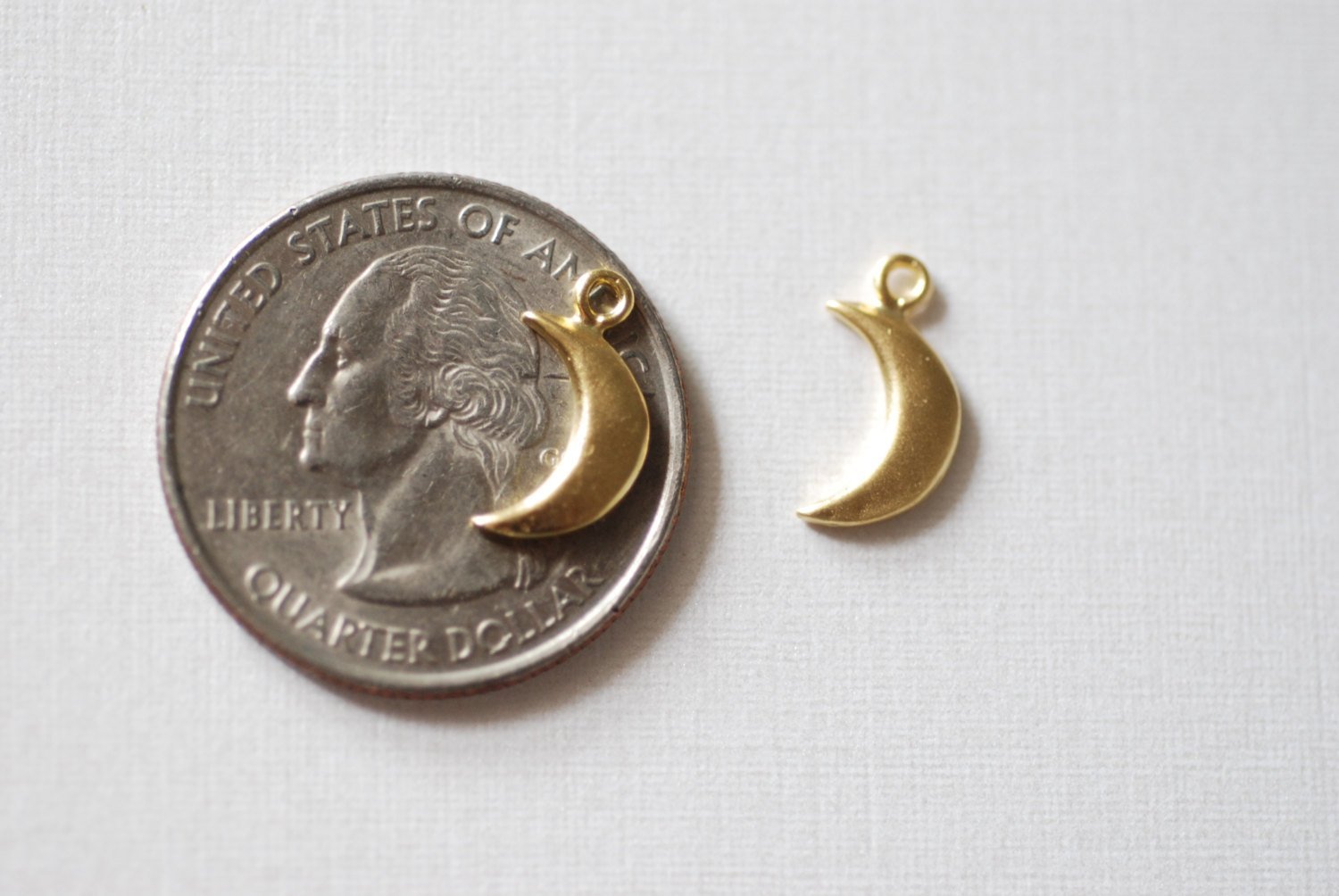 Small Crescent Moon Charm, Wholesale, 18K Matte Gold-Plated 925 Sterling Silver, 10mm x 6mm, Half Moon Celestial