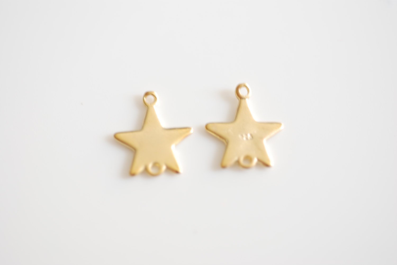 Matte Vermeil Gold Star Connector- 18k gold plated over sterling silver, Vermeil Gold Star Stamping Blanks, Gold Star link spacer