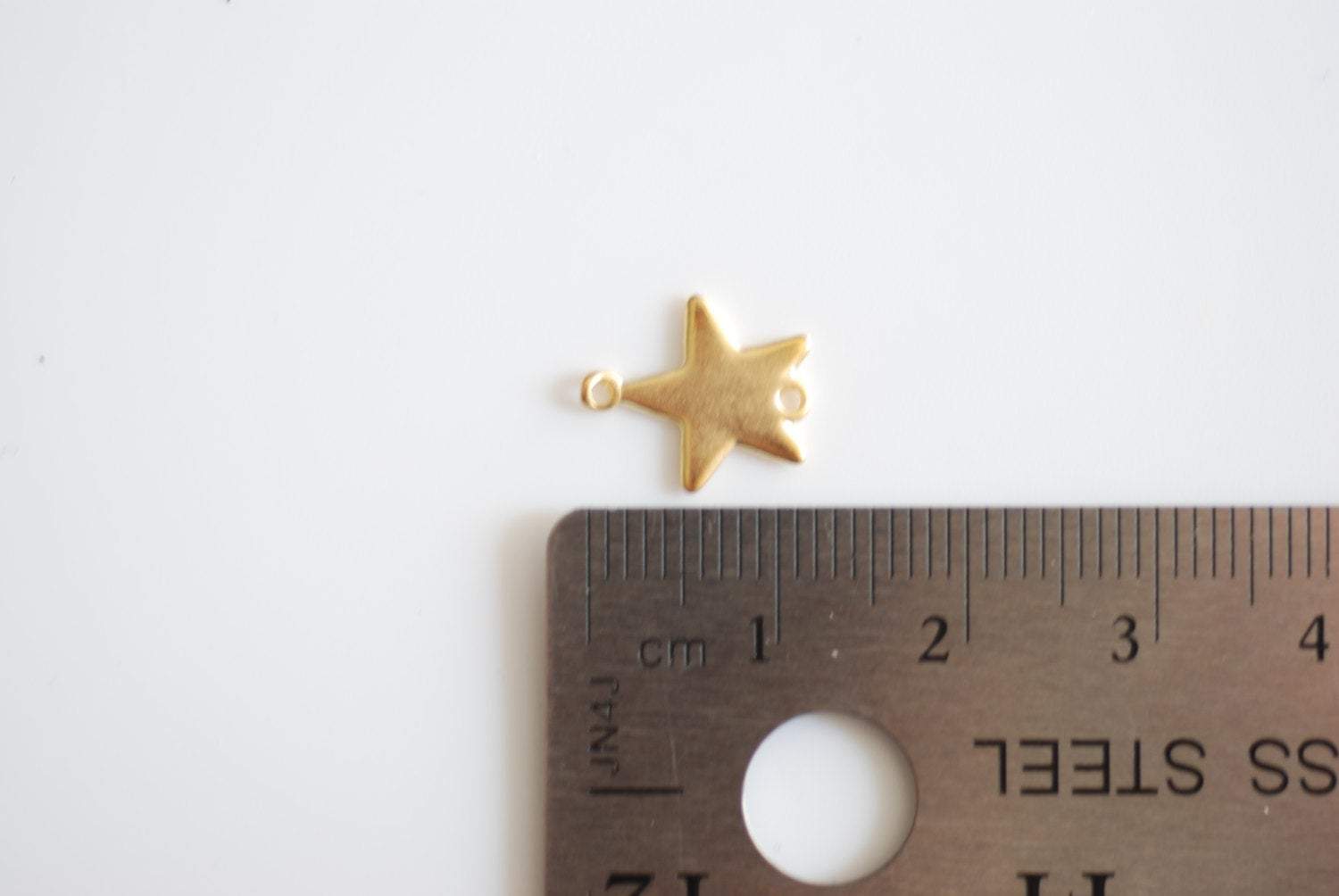 Matte Vermeil Gold Star Connector- 18k gold plated over sterling silver, Vermeil Gold Star Stamping Blanks, Gold Star link spacer