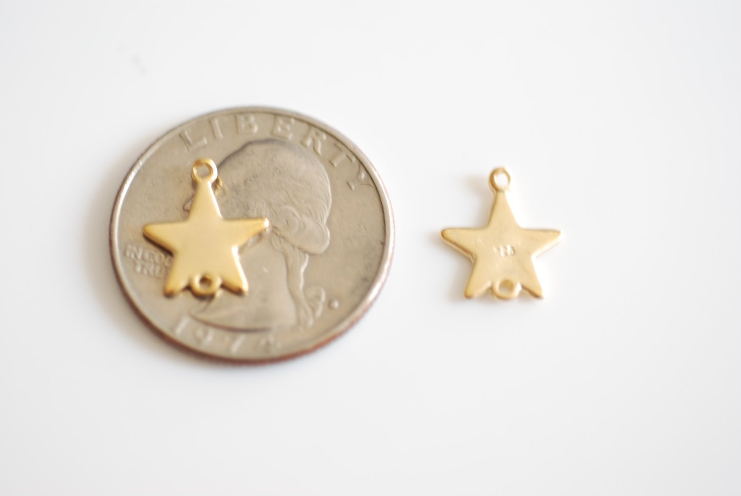 Matte Vermeil Gold Star Connector- 18k gold plated over sterling silver, Vermeil Gold Star Stamping Blanks, Gold Star link spacer