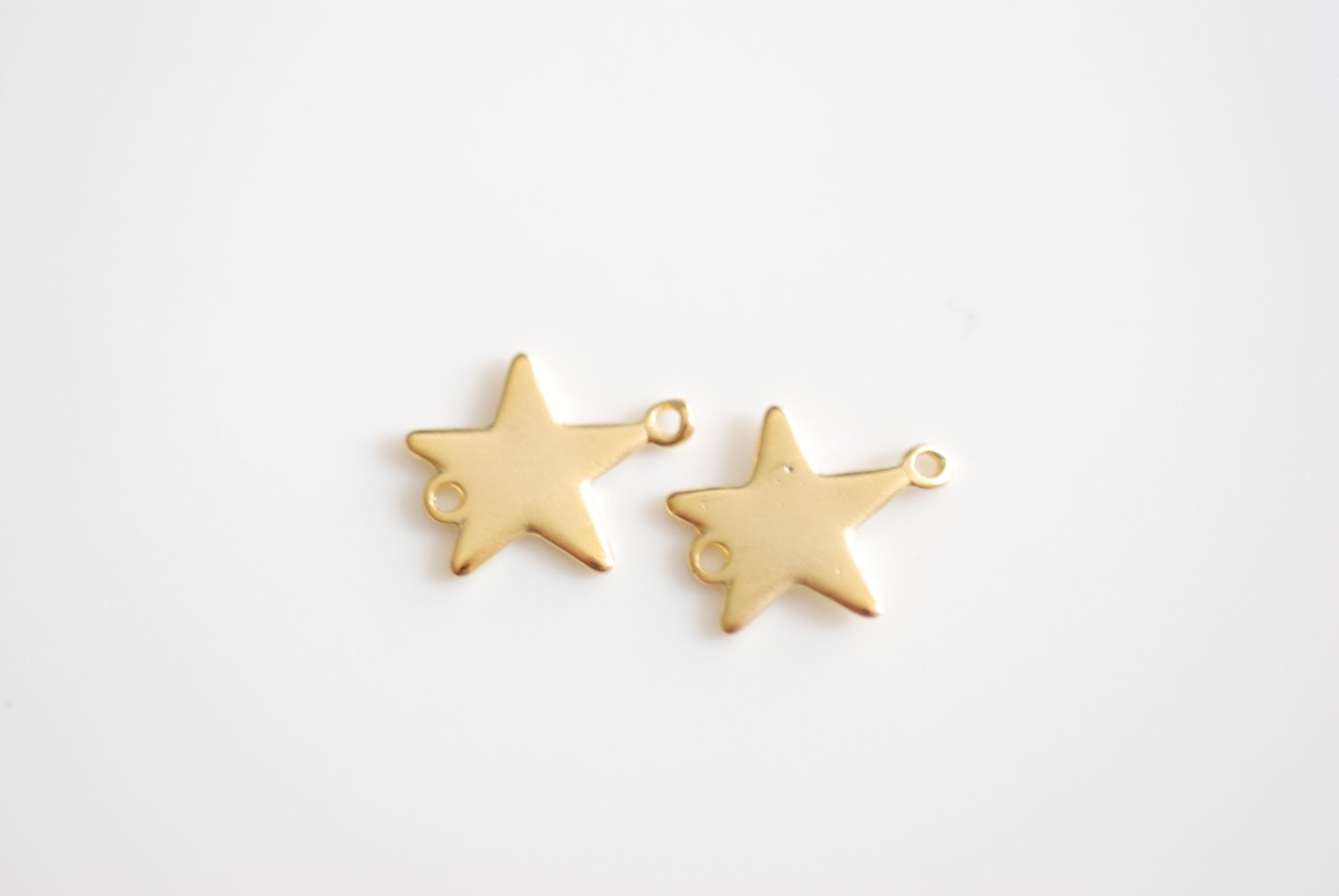 Matte Vermeil Gold Star Connector- 18k gold plated over sterling silver, Vermeil Gold Star Stamping Blanks, Gold Star link spacer