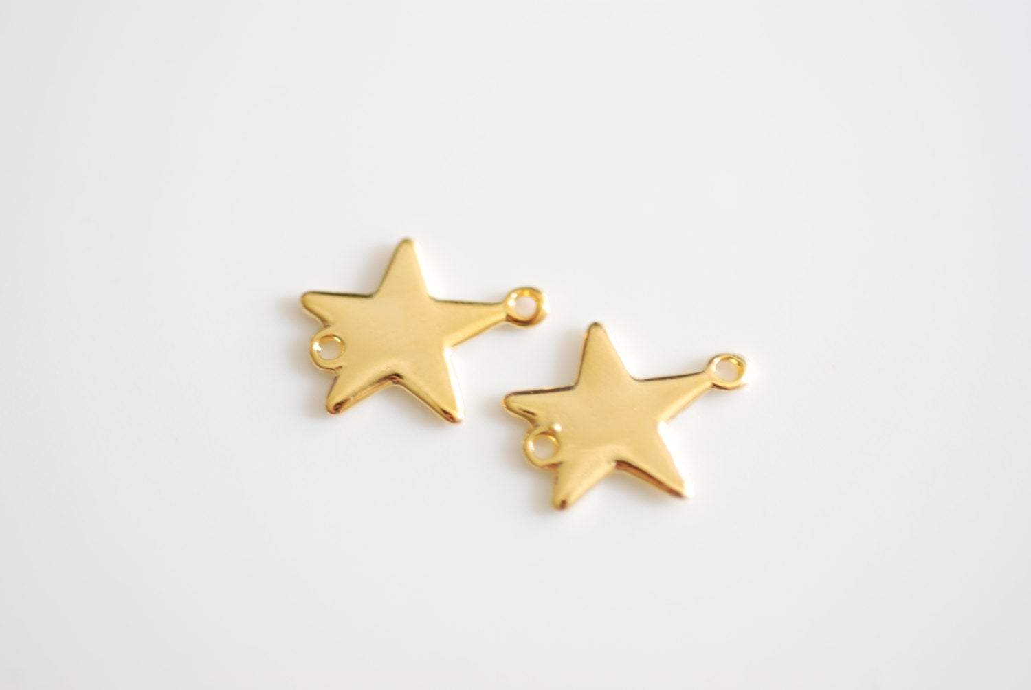 2 pc Shiny Vermeil Gold Star Charm Connector-18k gold plated over sterling silver, Gold Blank Stars Connector, Stamping Stars Link Charm, Tag