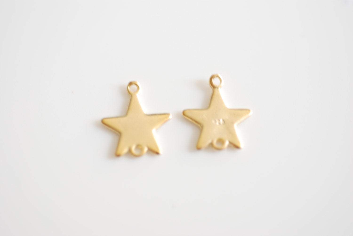 2 pc Shiny Vermeil Gold Star Charm Connector-18k gold plated over sterling silver, Gold Blank Stars Connector, Stamping Stars Link Charm, Tag