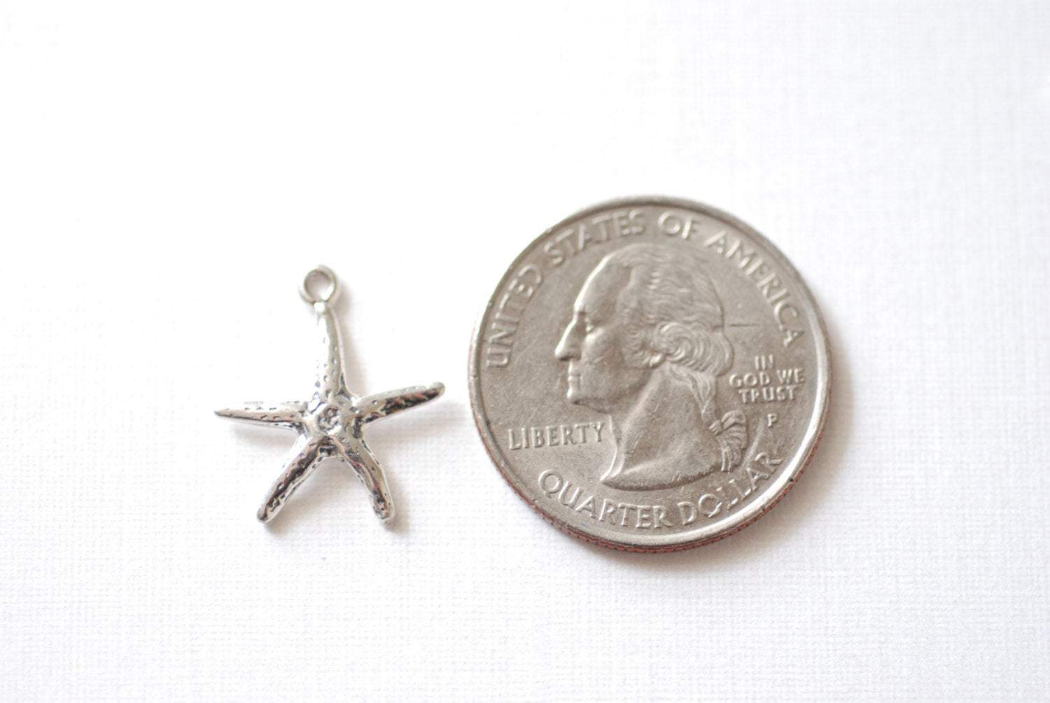 Starfish Charm, Wholesale, 925 Sterling Silver, 19mm x 15mm, Sea Life