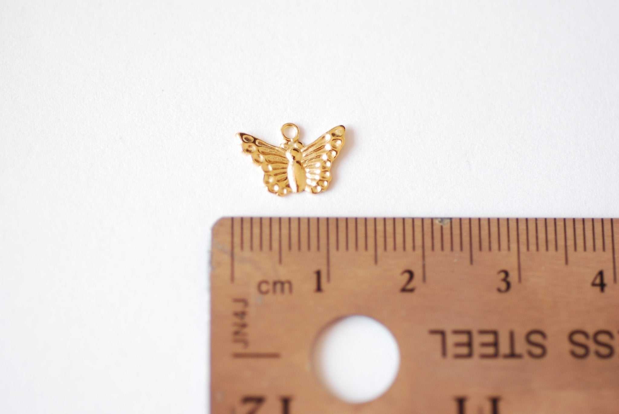 Gold Butterfly Charm, Wholesale, 14/20 Gold-Filled or 925 Sterling Silver, 12mm, Butterfly Insect Jewelry Making Charm