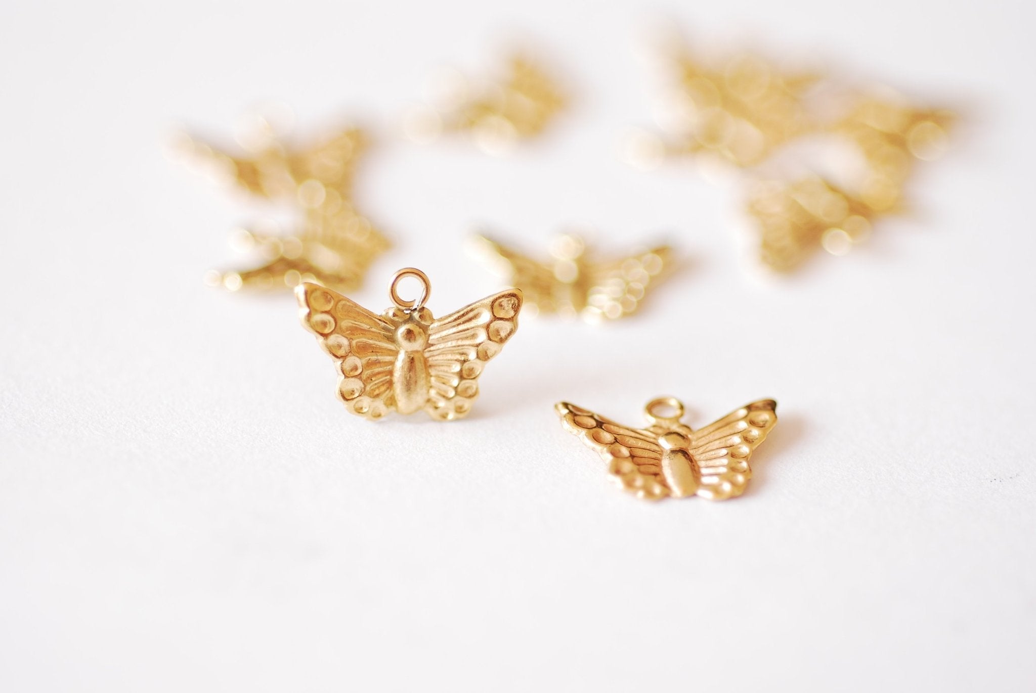 Gold Butterfly Charm, Wholesale, 14/20 Gold-Filled or 925 Sterling Silver, 12mm, Butterfly Insect Jewelry Making Charm
