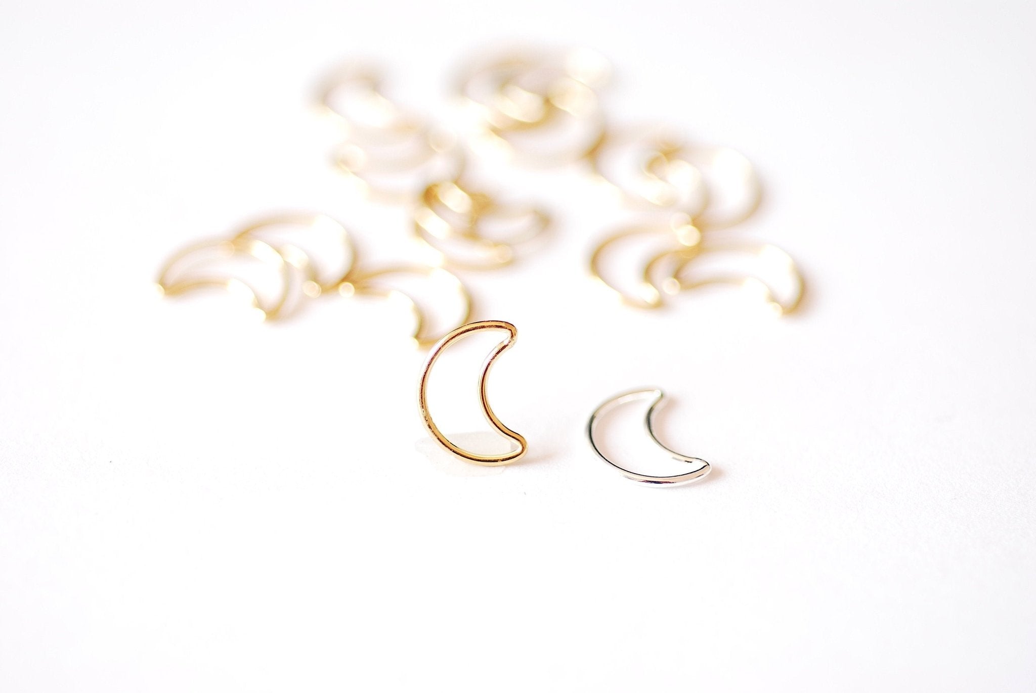 Moon Wire Charm Connector, 14/20 Gold-Filled or 925 Sterling Silver, 11mm x 8mm, Waning Open Half Moon