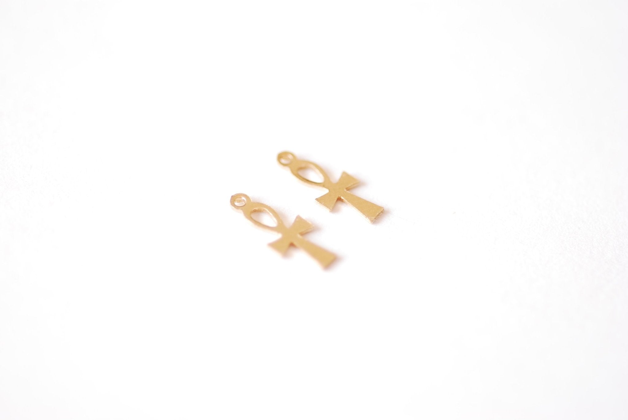 2 PCS Gold Filled or Sterling Silver Cross - Gold Silver Egyptian Ankh Life Charm Tiny Crosses Wholesale Gold Filled Charms Findings - HarperCrown