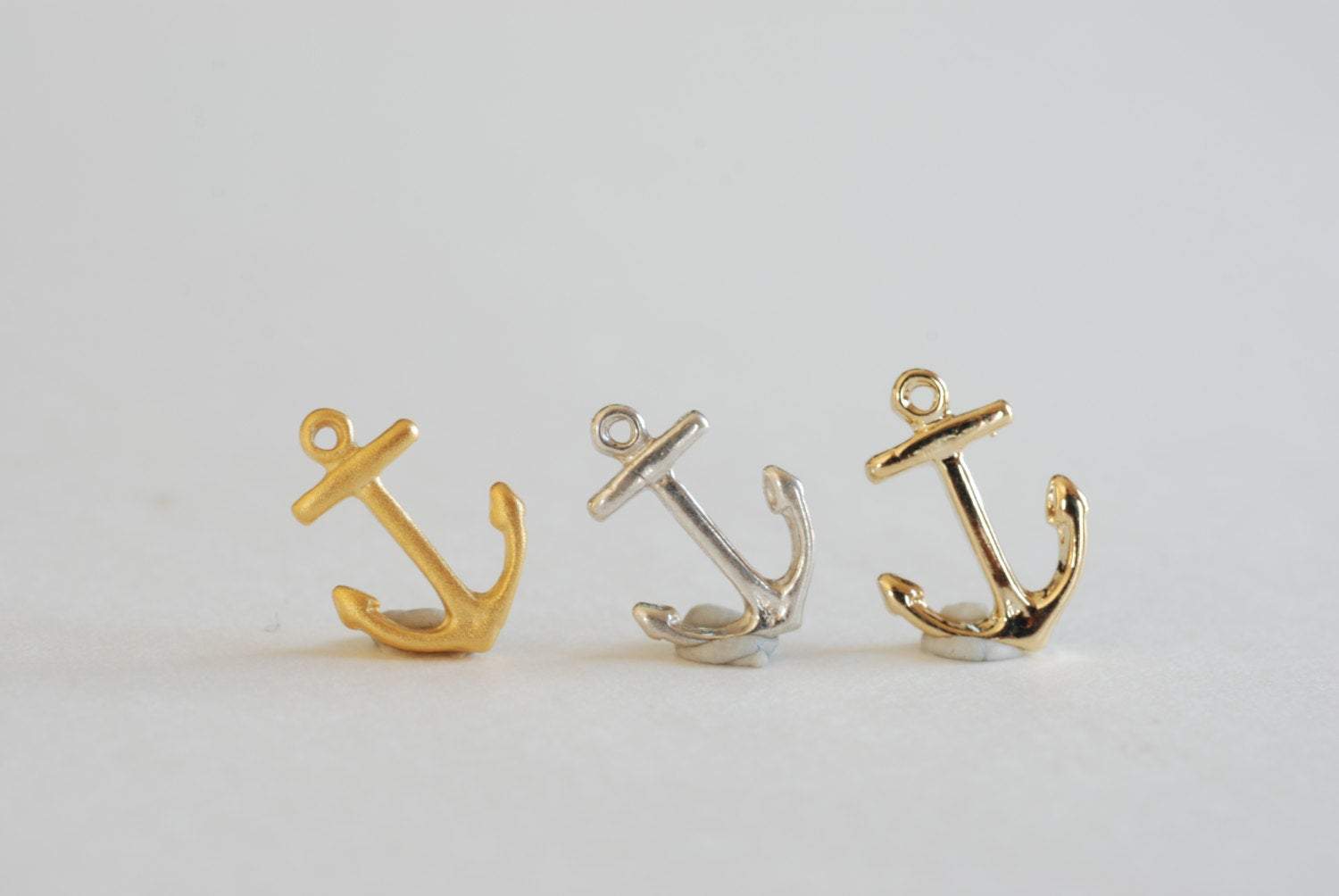 2 pcs Matte Vermeil Gold Anchor Charm- 22k gold plated over Sterling Silver, Vermeil Rose Gold Anchor Pendant, Small Anchor, Nautical, 24 - HarperCrown