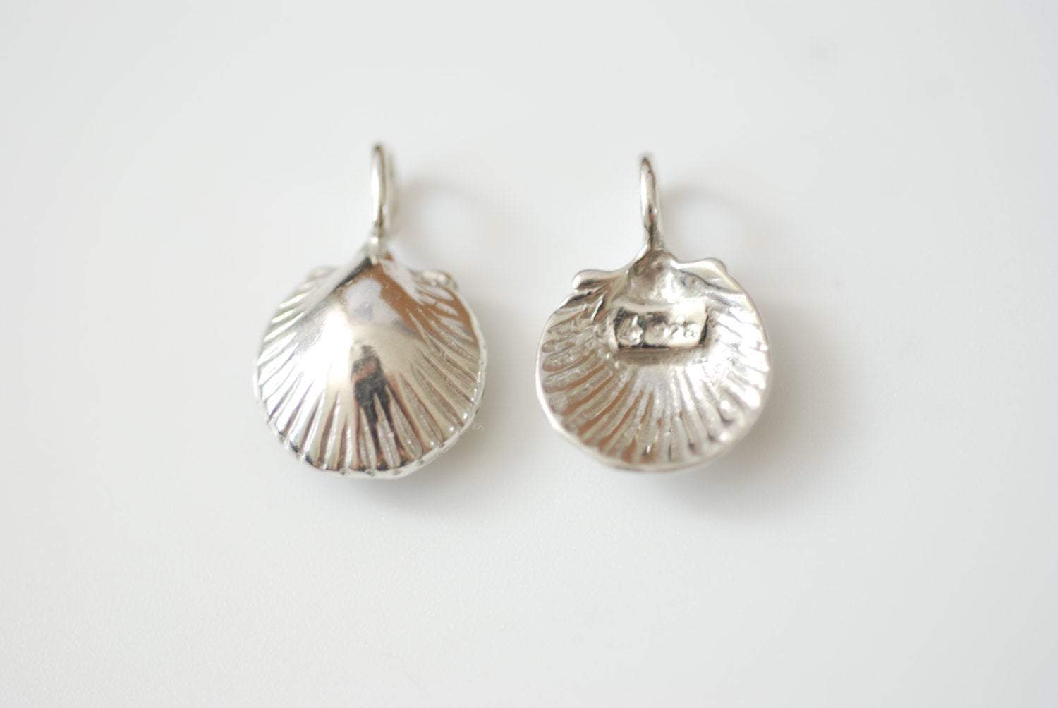 2 pcs Sterling Silver Sea shell, silver sea shell, Sea shell charm, sea life nautical beach charm, vermeil gold clam shell charm pendant, 70 - HarperCrown