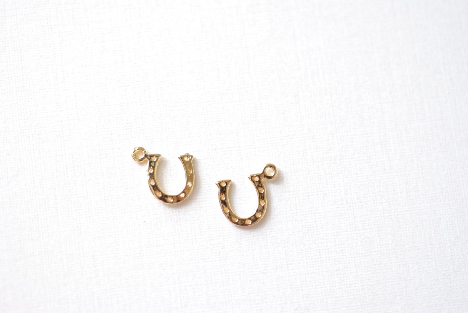 2 pcs Vermeil Gold Horseshoe Charm- 18k gold over 925 sterling silver small horseshoe charms, gold horseshoe ,horse shoe, shiny gold - HarperCrown