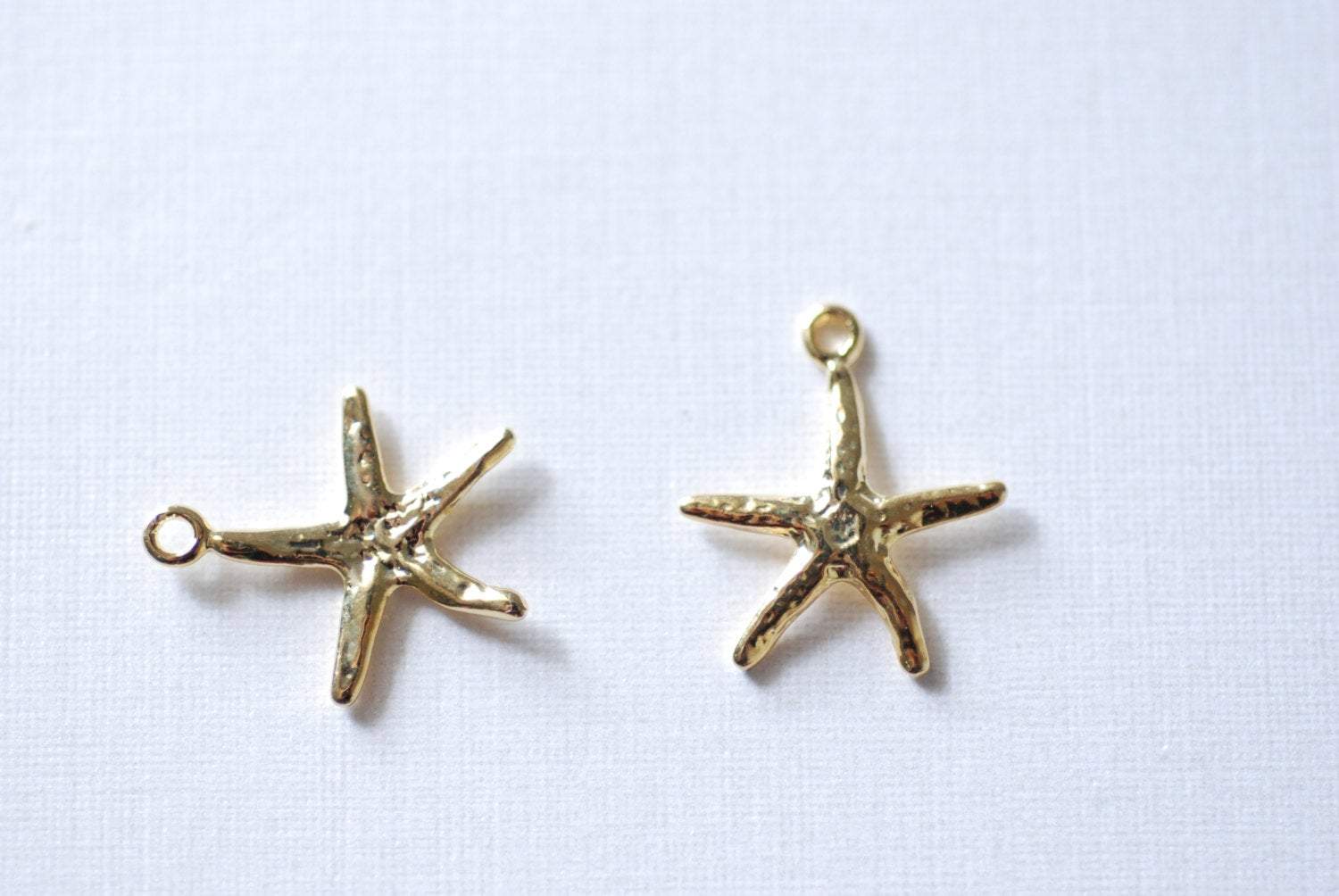 2 pcs Vermeil gold Starfish- 18k gold plated over sterling Silver Starfish Charm or Pendant, Gold Plated Sterling Silver Starfish Charms, 71 - HarperCrown