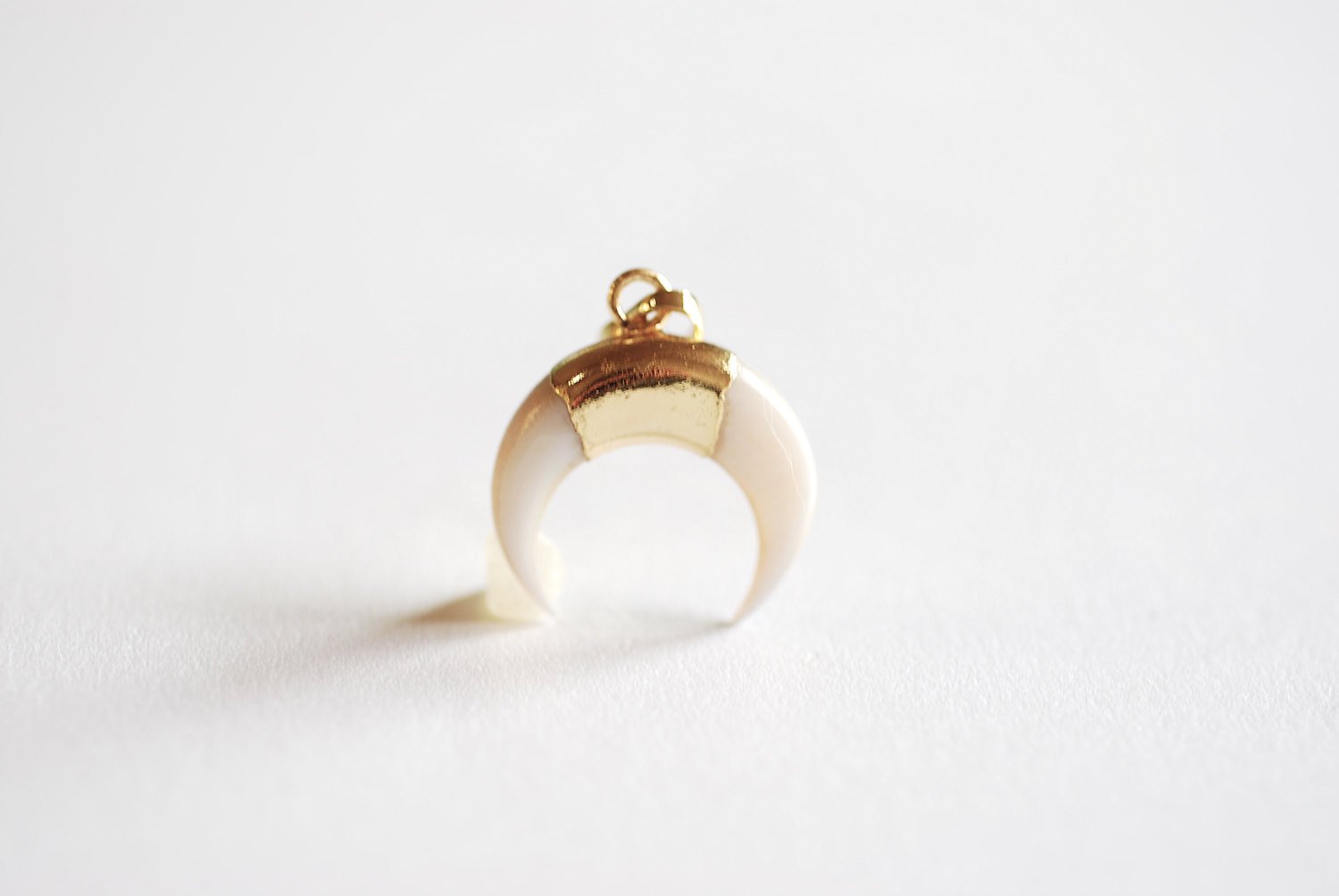 20mm 24k Gold Electroplated Crescent Moon Charm Pendant- Gold Double Horn Charm Pendant, Attached Bail, Half Moon Charm, Gold Moon Charm - HarperCrown