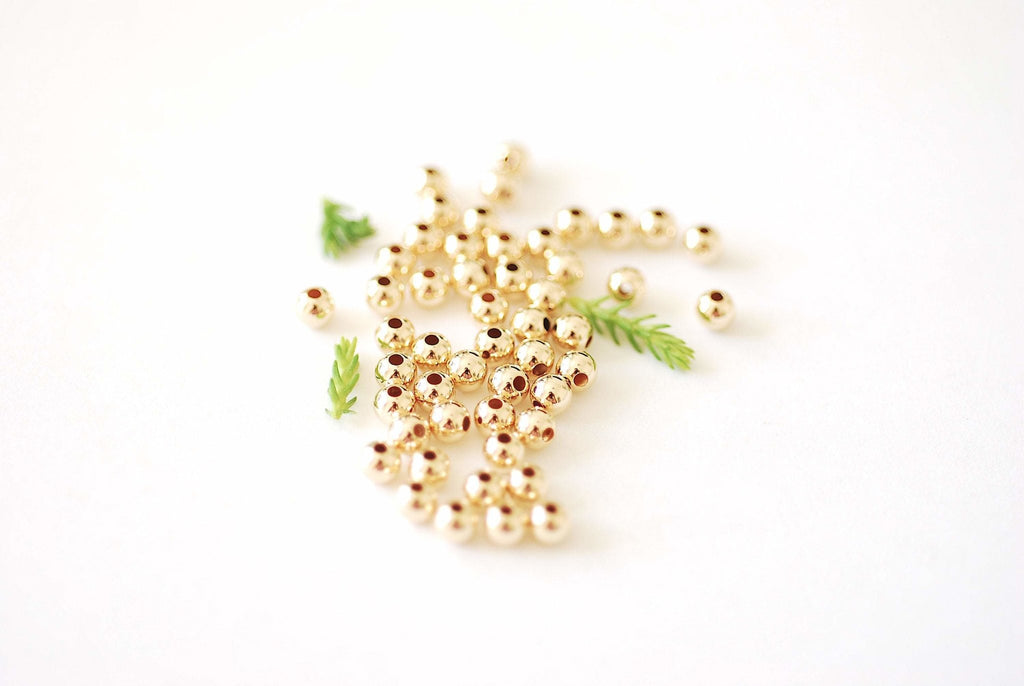 3mm Gold-Filled Round Seamless Beads 100 pcs. - (Regular Hol