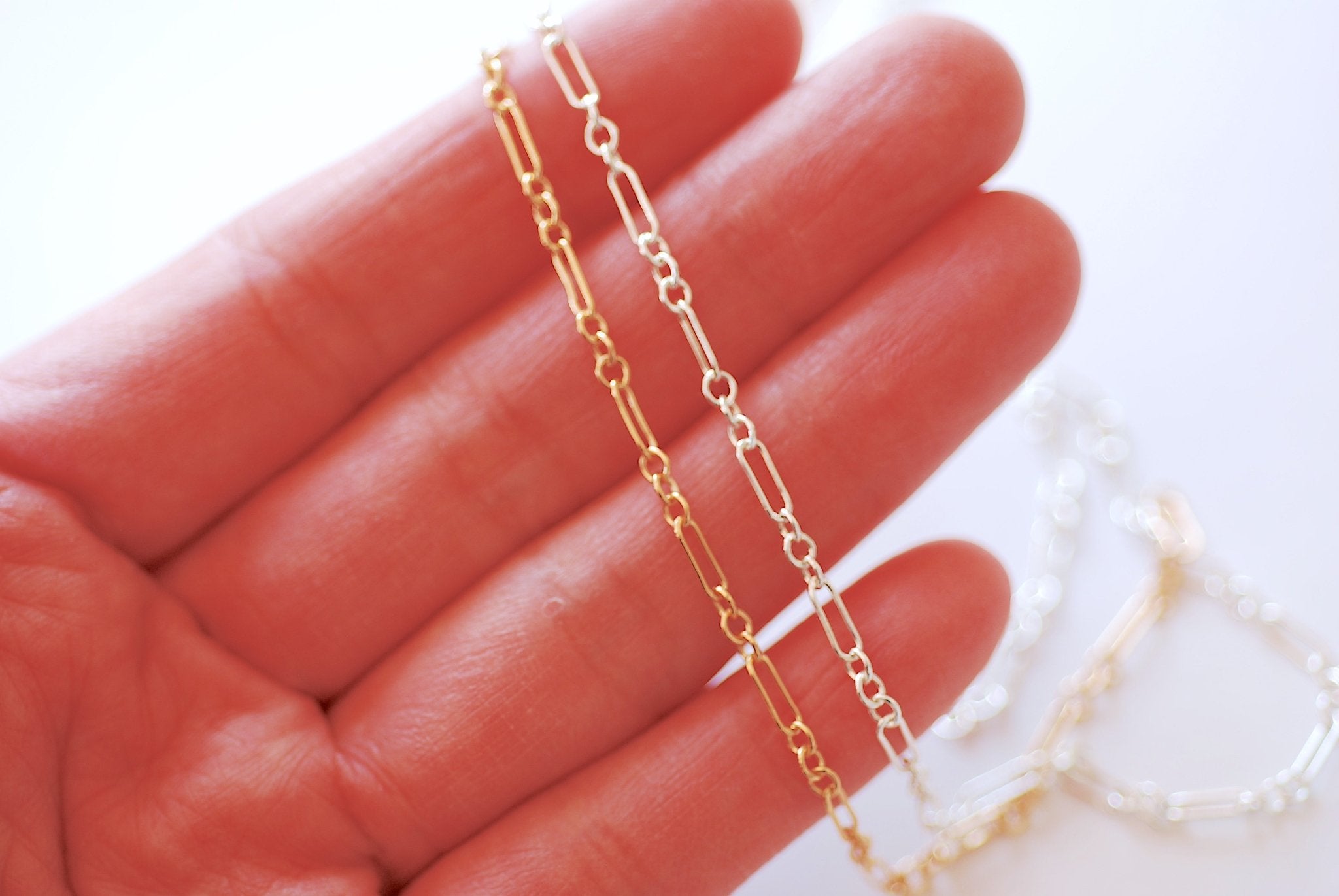 2mm Width Long and Short Gold Filled or Sterling Silver Chain l Wholesale Chain Findings Long and Short Chain l Permanent Jewelry - HarperCrown