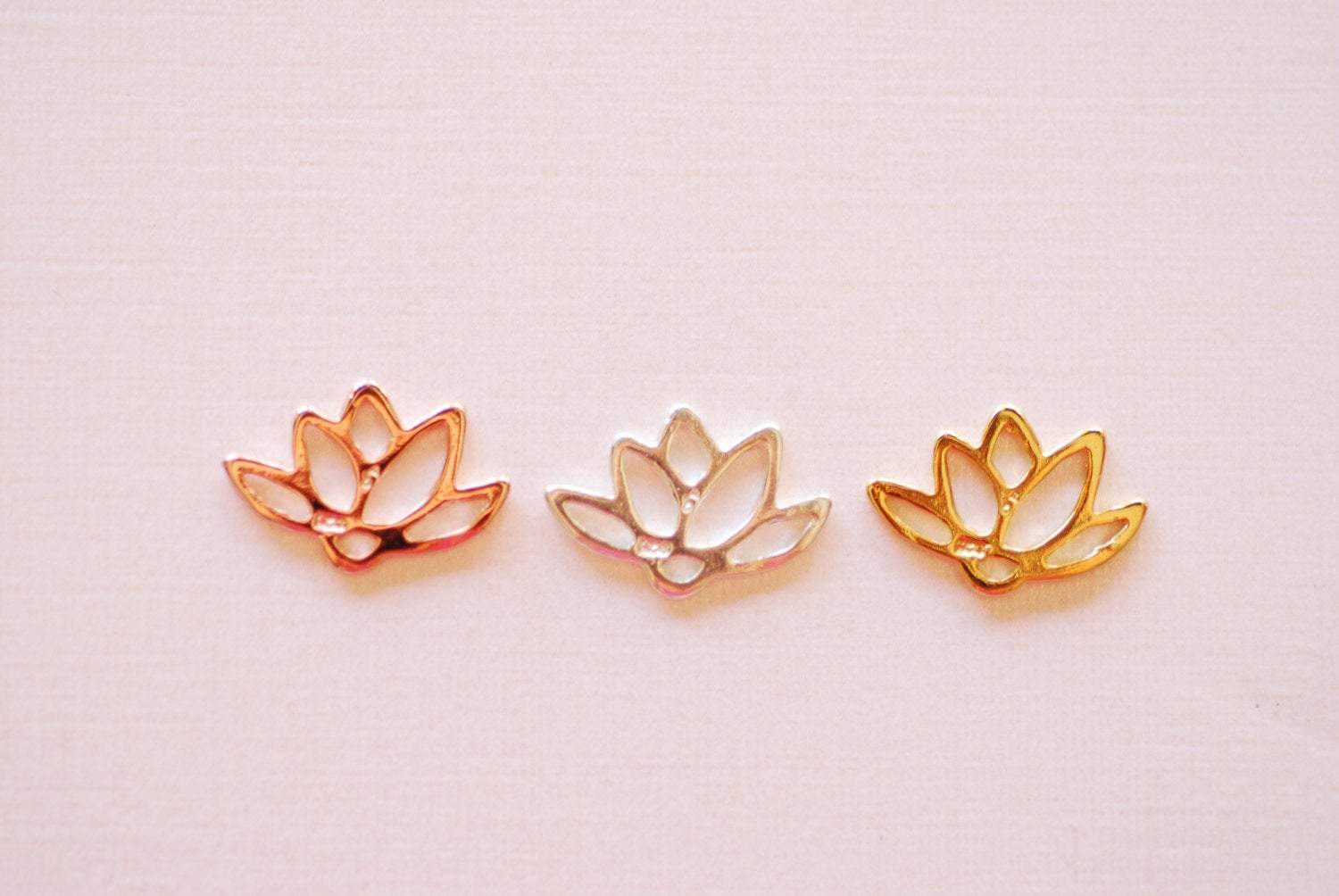 Lotus Flower Charm, Wholesale, 925 Sterling Silver, 15mm x 9mm