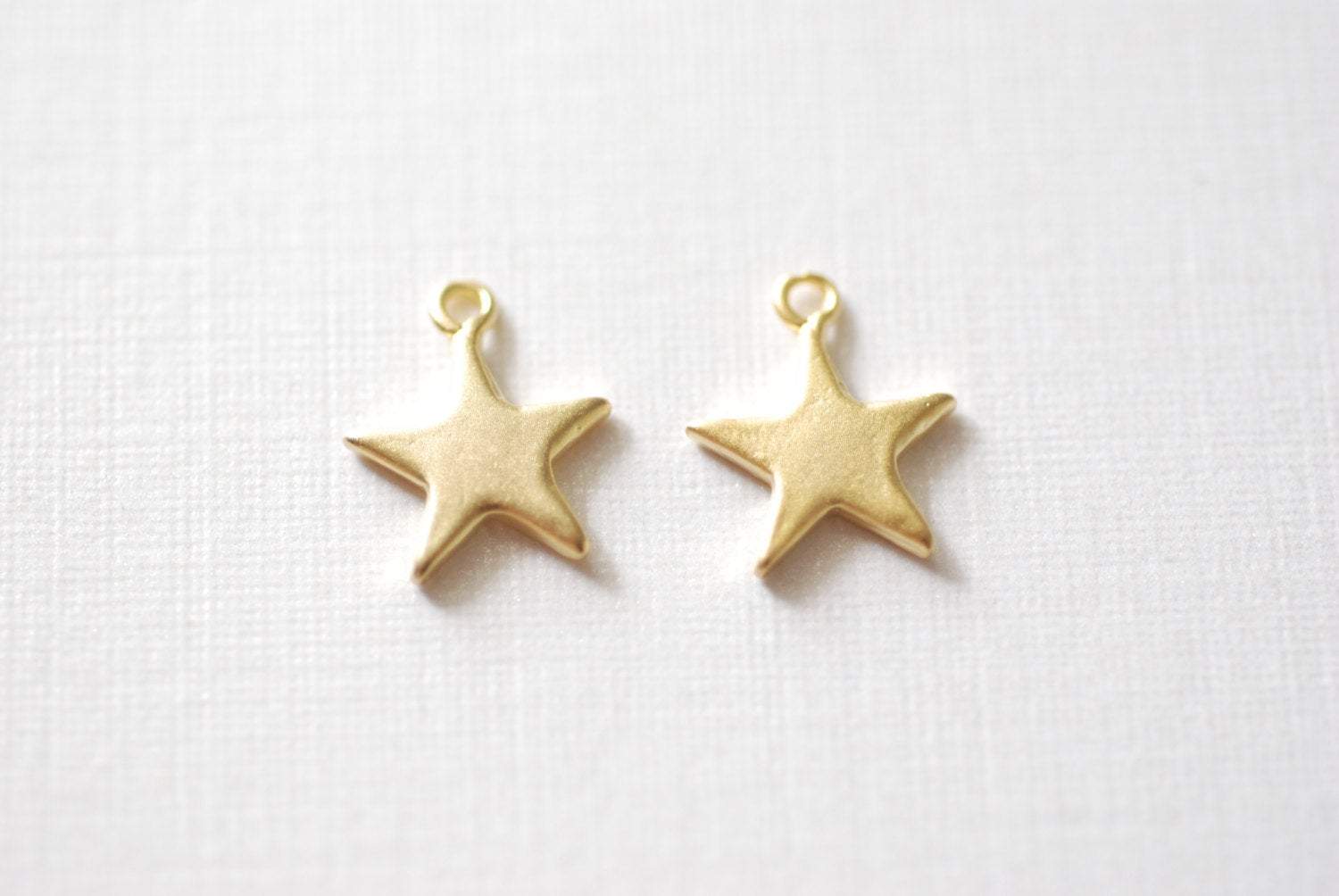 Matte Wholesale Gold Vermeil Star Blank Charm- 22k gold plated Sterling Silver Star Charm, Small Gold Star Blanks, Pentagon Charm, Beads