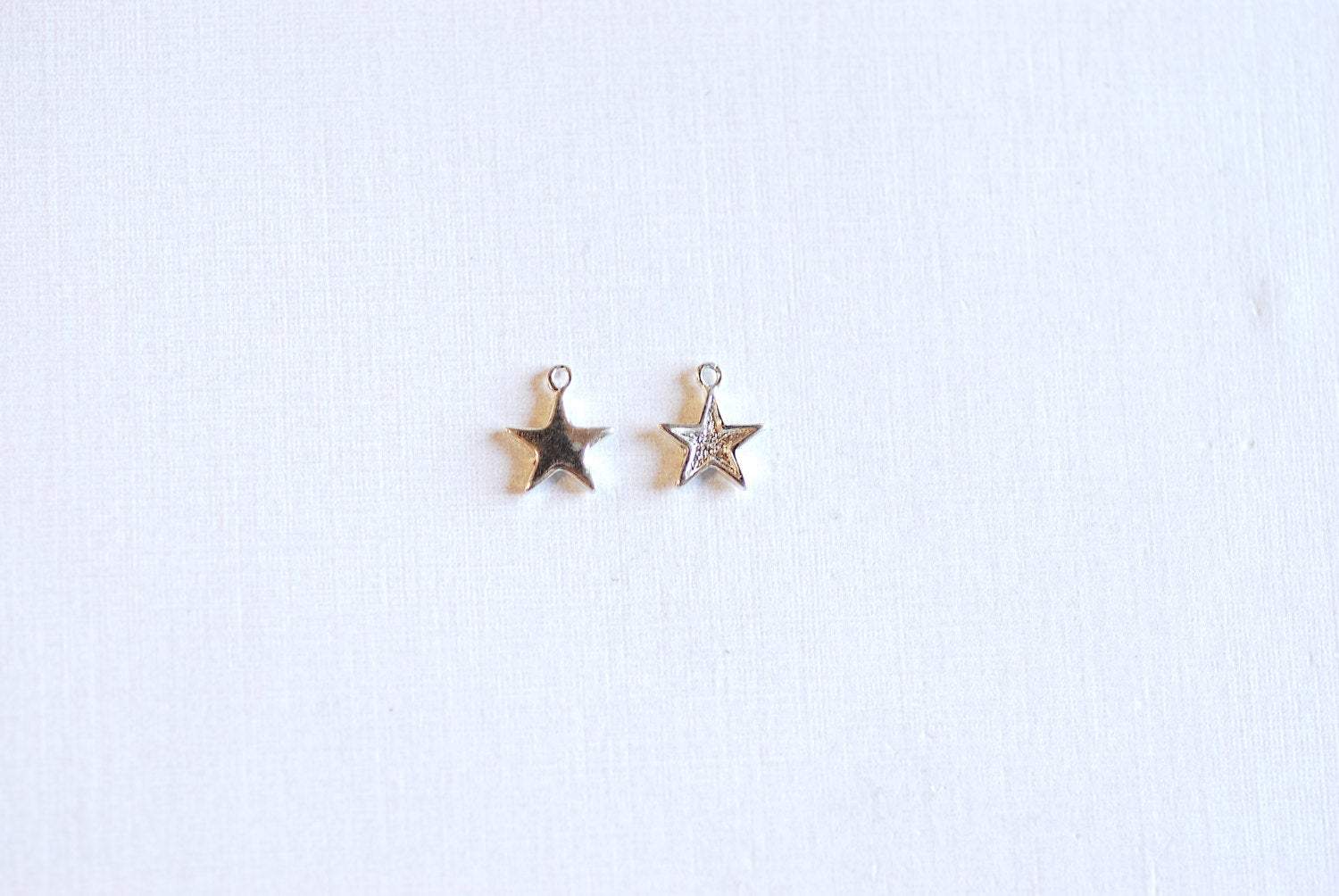 Matte Wholesale Gold Vermeil Star Blank Charm- 22k gold plated Sterling Silver Star Charm, Small Gold Star Blanks, Pentagon Charm, Beads