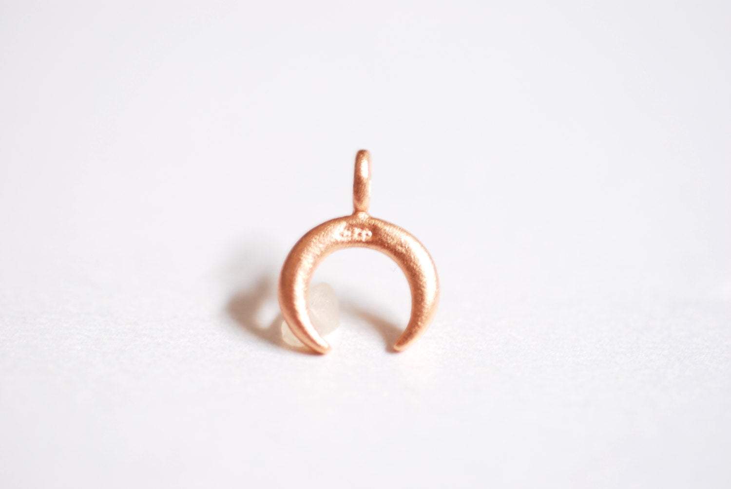 Matte Wholesale Pink Rose Gold Crescent Moon Charm- Small Crescent Charm, Double Horn, Gold Half Moon, Tiny horn Charm, Upside Down Crescent, 274