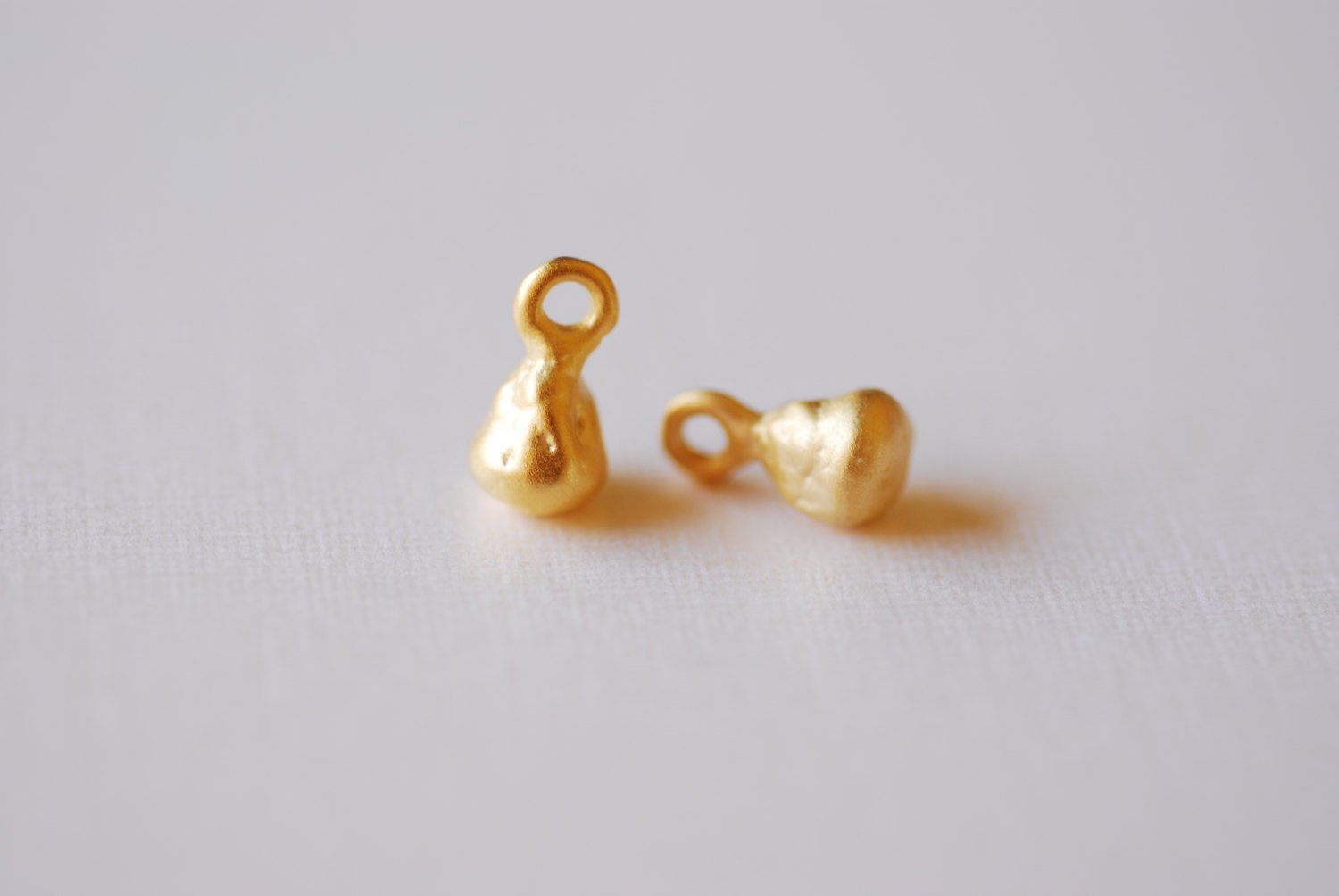 Teardrop Charm, Wholesale, 18K Matte Yellow Gold-Plated 925 Sterling Silver, 8mm x 5mm